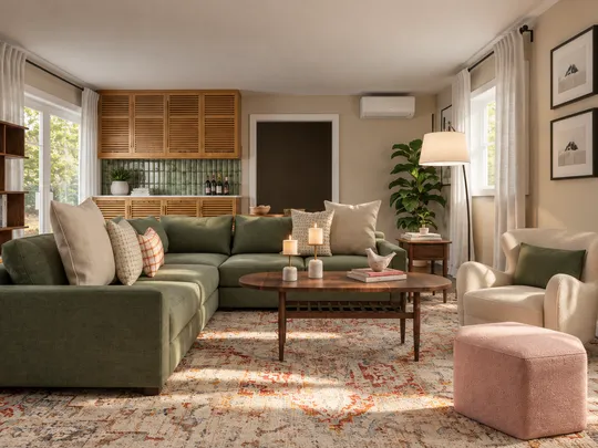 Living Room · Midcentury Modern designed by Katherin