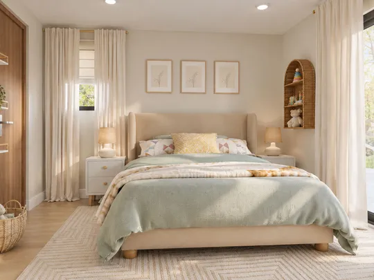 Bedroom · Midcentury Scandi designed by Montserrat