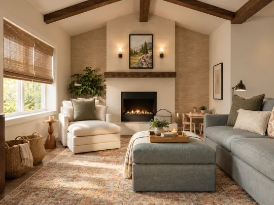 Living Room · Warm Transitional designed by Jess