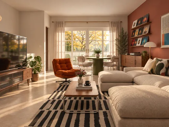 Living Room · Midcentury Modern designed by Luis