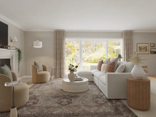 Living Room · Warm Transitional designed by Natalia