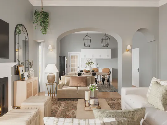Living Room · Warm Transitional designed by Natalia