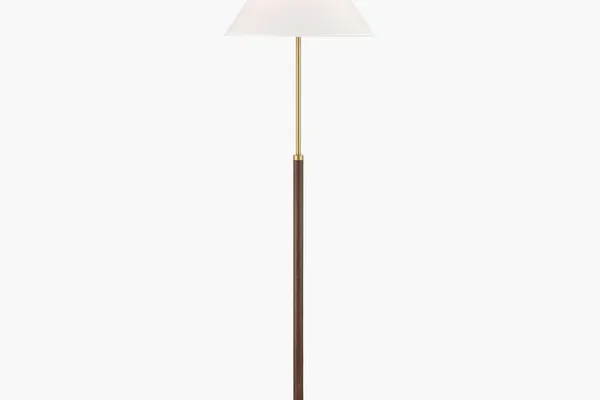 Hayward Floor Lamp – Walnut, Antique Brass