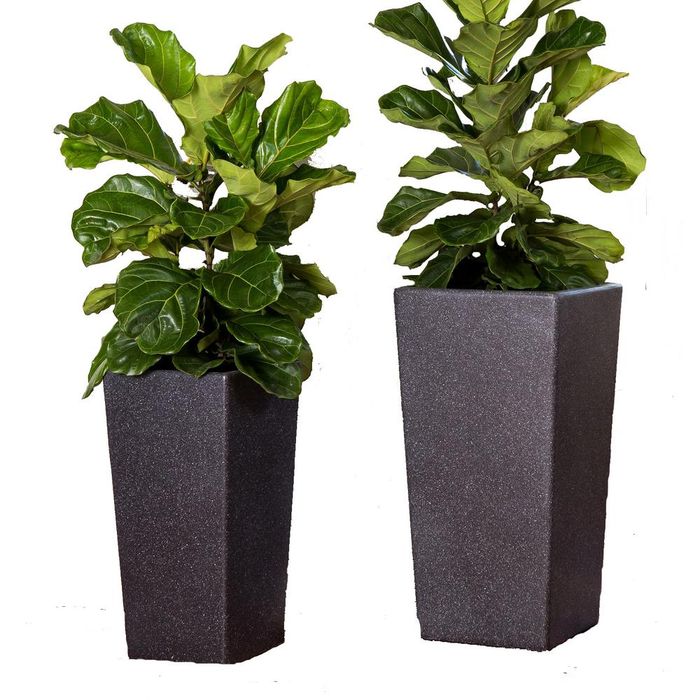 tall black planters set of 2