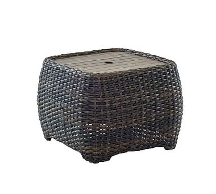 wicker umbrella stand table