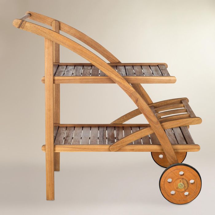 Natural Brown Wood Outdoor Patio Tea Cart By World Market Cost Plus - Outdoor Patio Tea Cart Natural Brown Wood Outdoor Patio Tea Cart By World Market Cost Plus - Outdoor Patio Tea Cart