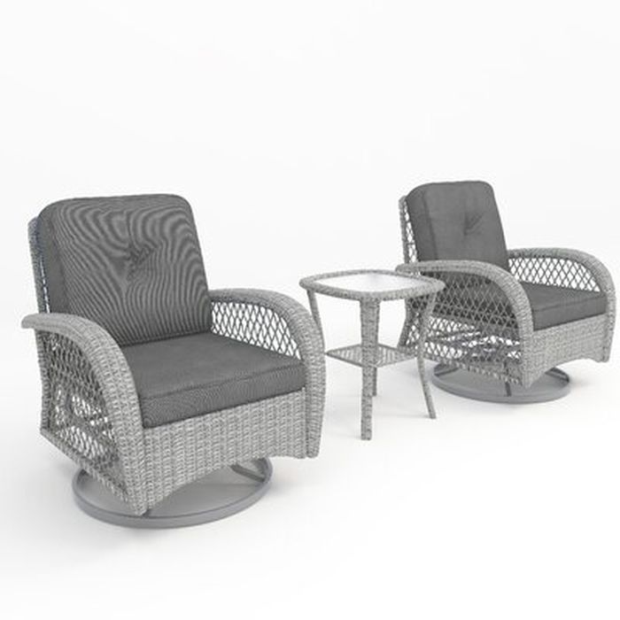 Pelletier 3 Piece Rattan Seating Group With Cushion Wayfair