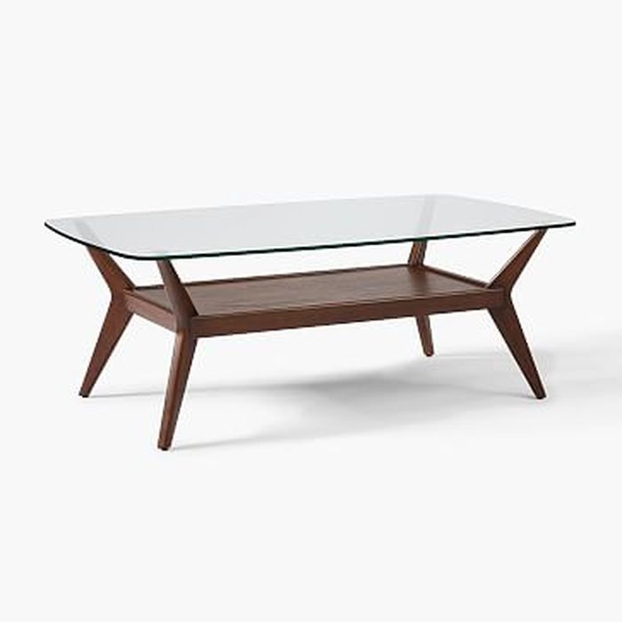 Jensen Collection Rectangle Coffee Table Dark Walnut Glass West Elm