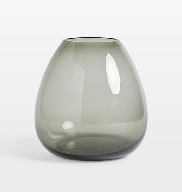 Audrey Medium Wide Mouth Smoke Glass Vase Rejuvenation - Wide Mouth Glass Vases Audrey Medium Wide Mouth Smoke Glass Vase Rejuvenation - Wide Mouth Glass Vases