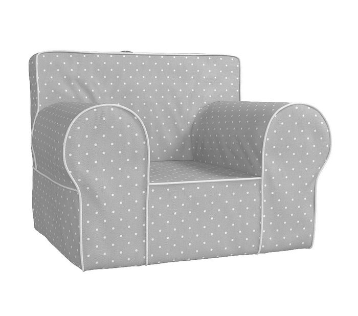 Gray Twill Pin Dot Oversized Anywhere Chair R Slipcover Only Pottery Barn Kids