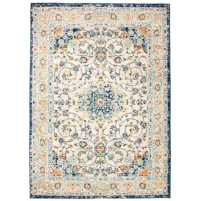 Mieka Power Loom Blue Ivory Rug Wayfair