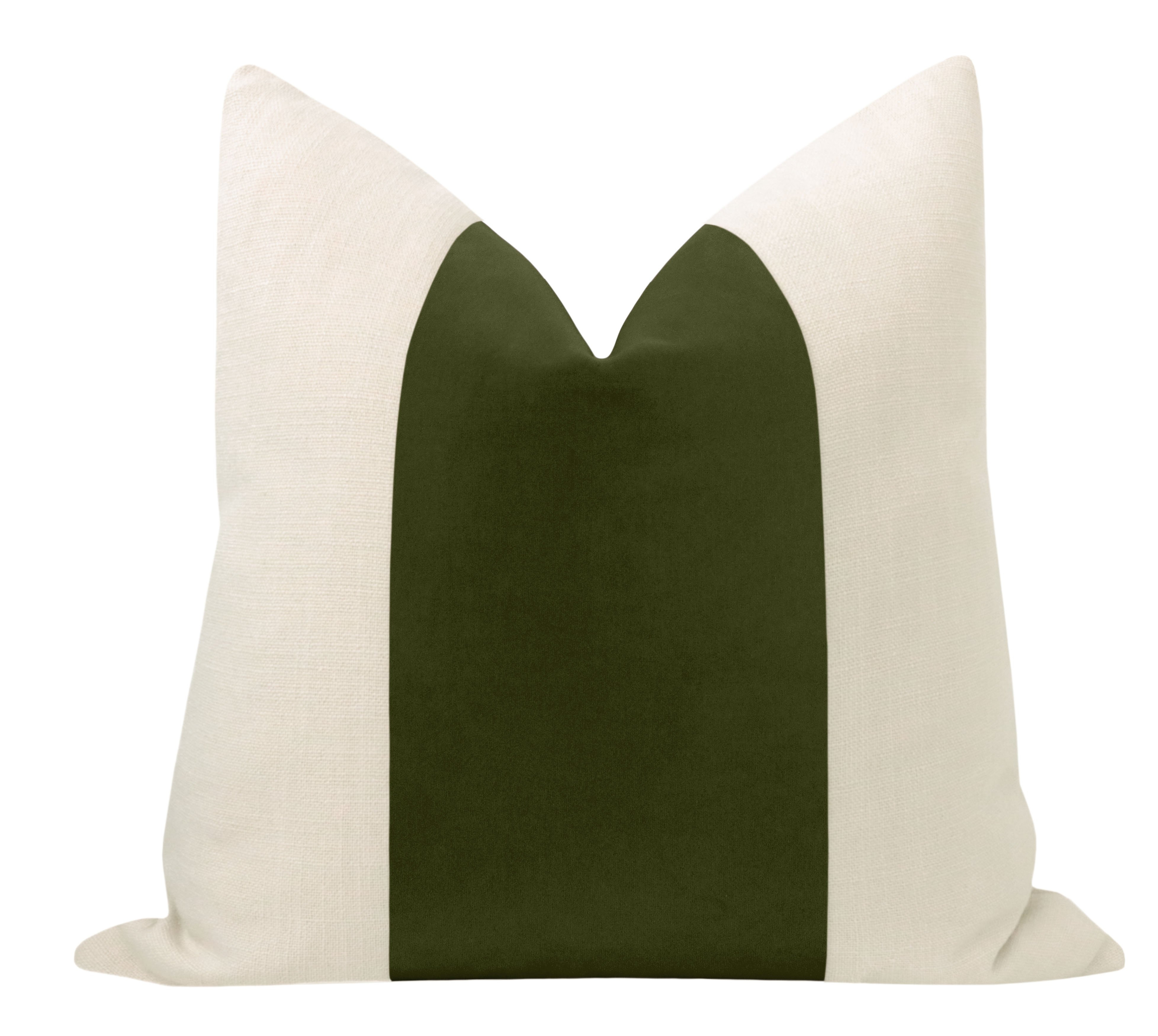 Panel Studio Velvet Pillow Cover, Olive, 20" x 20" - Little Design Company