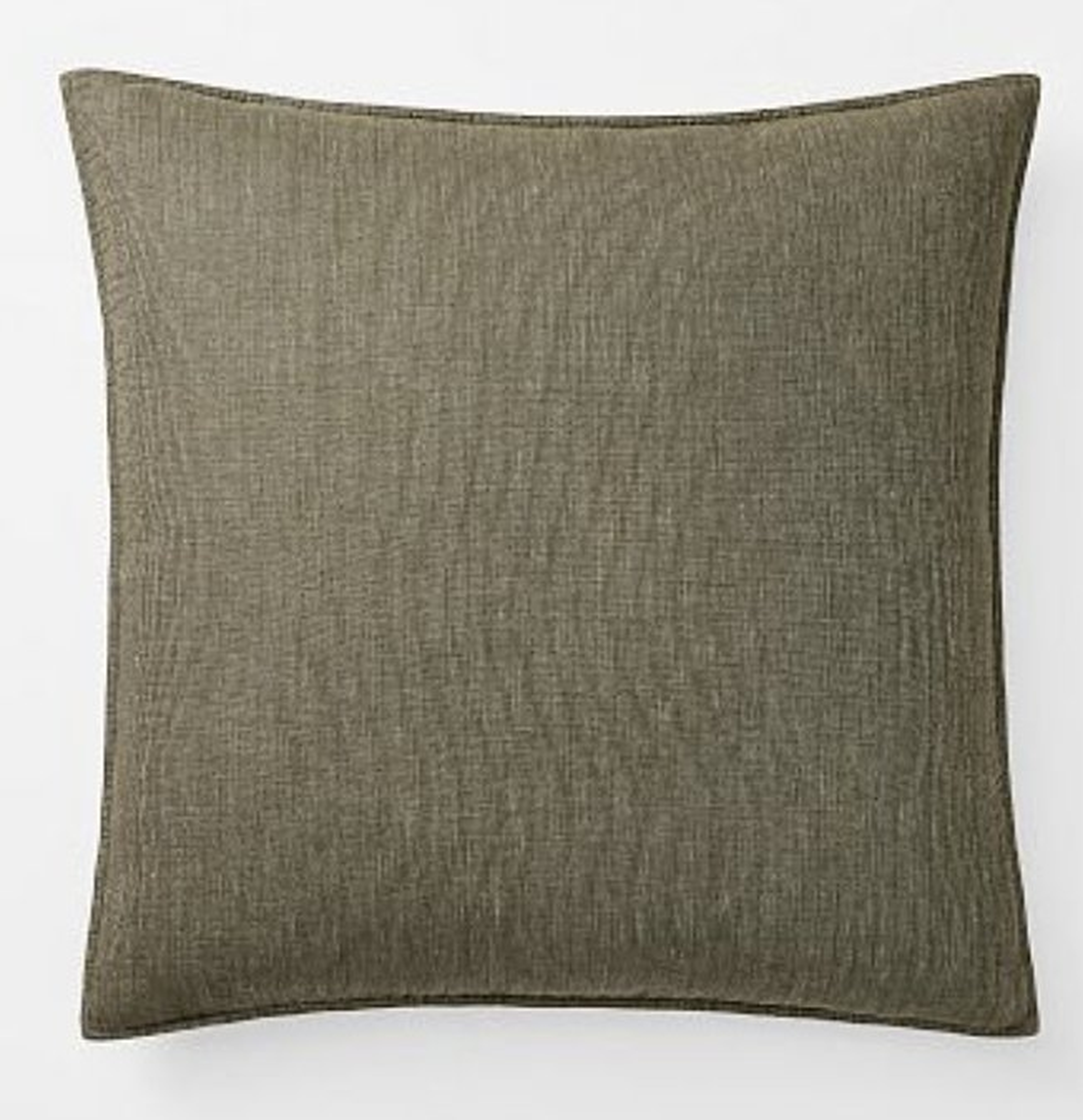 European Flax Linen Pillow Cover, 24"x24", Dark Olive - West Elm