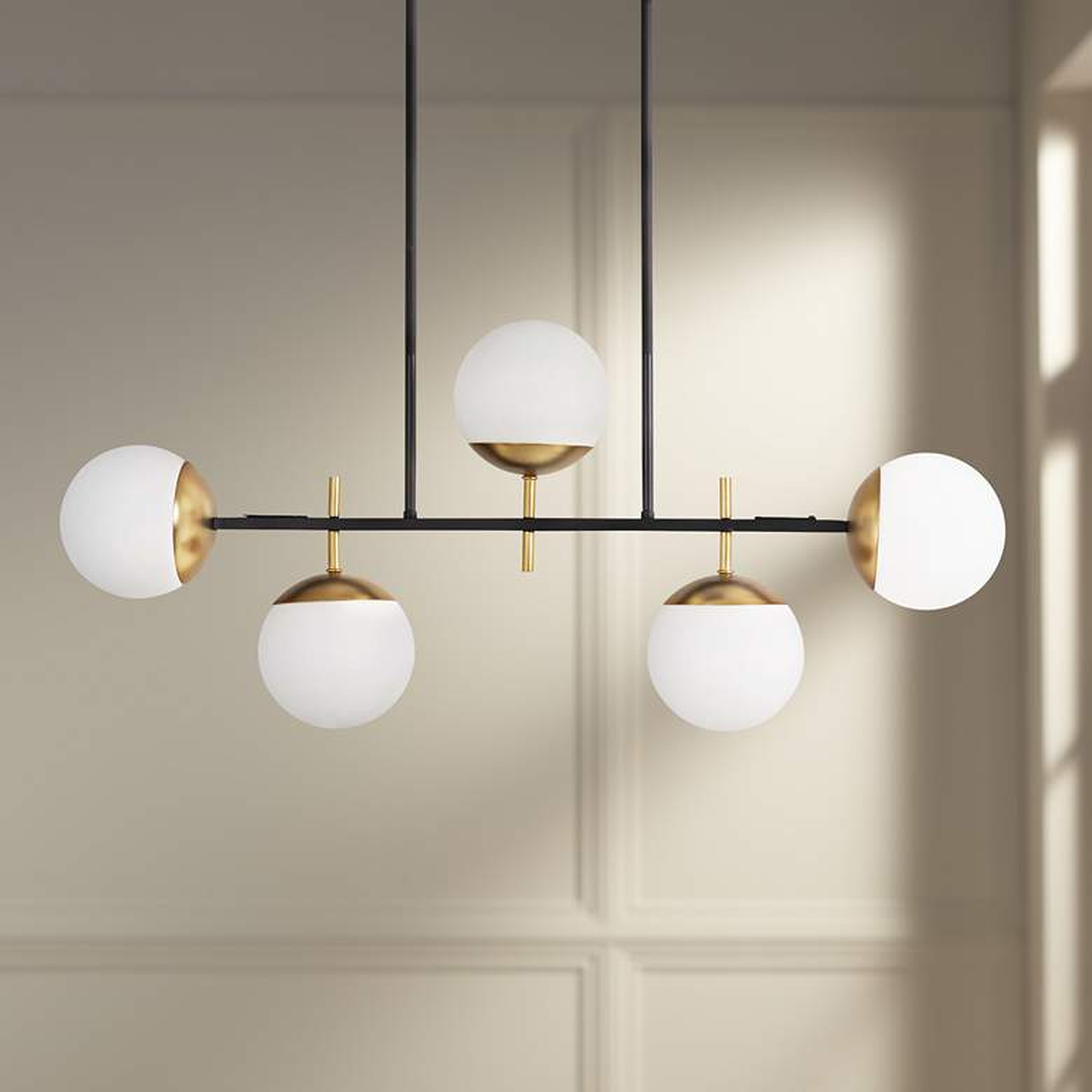 Alluria 36" Wide Black and Gold Modern Kitchen Island Light Pendant - Lamps Plus