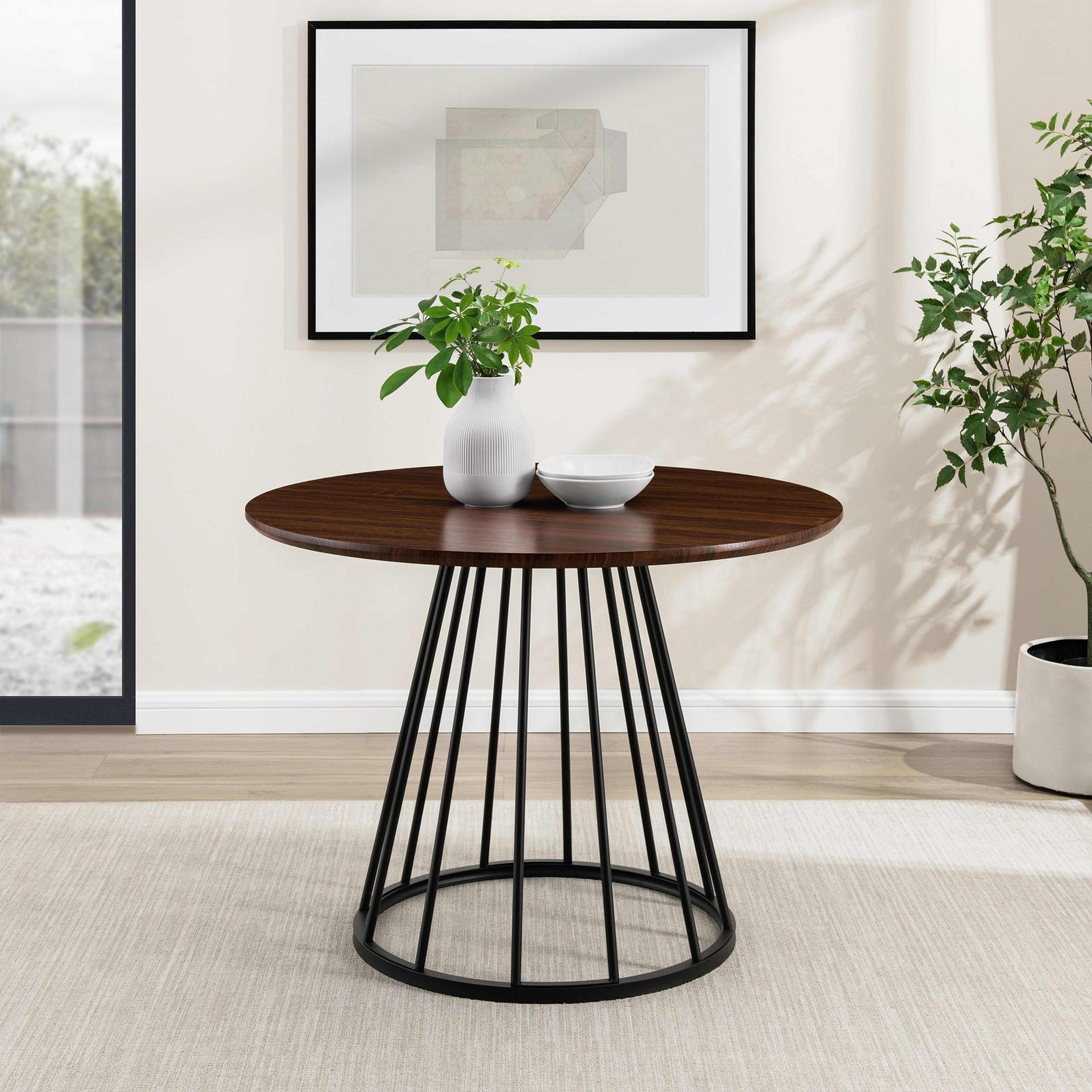Vivian Modern Round Dining Table with Metal Base - Walker Edison