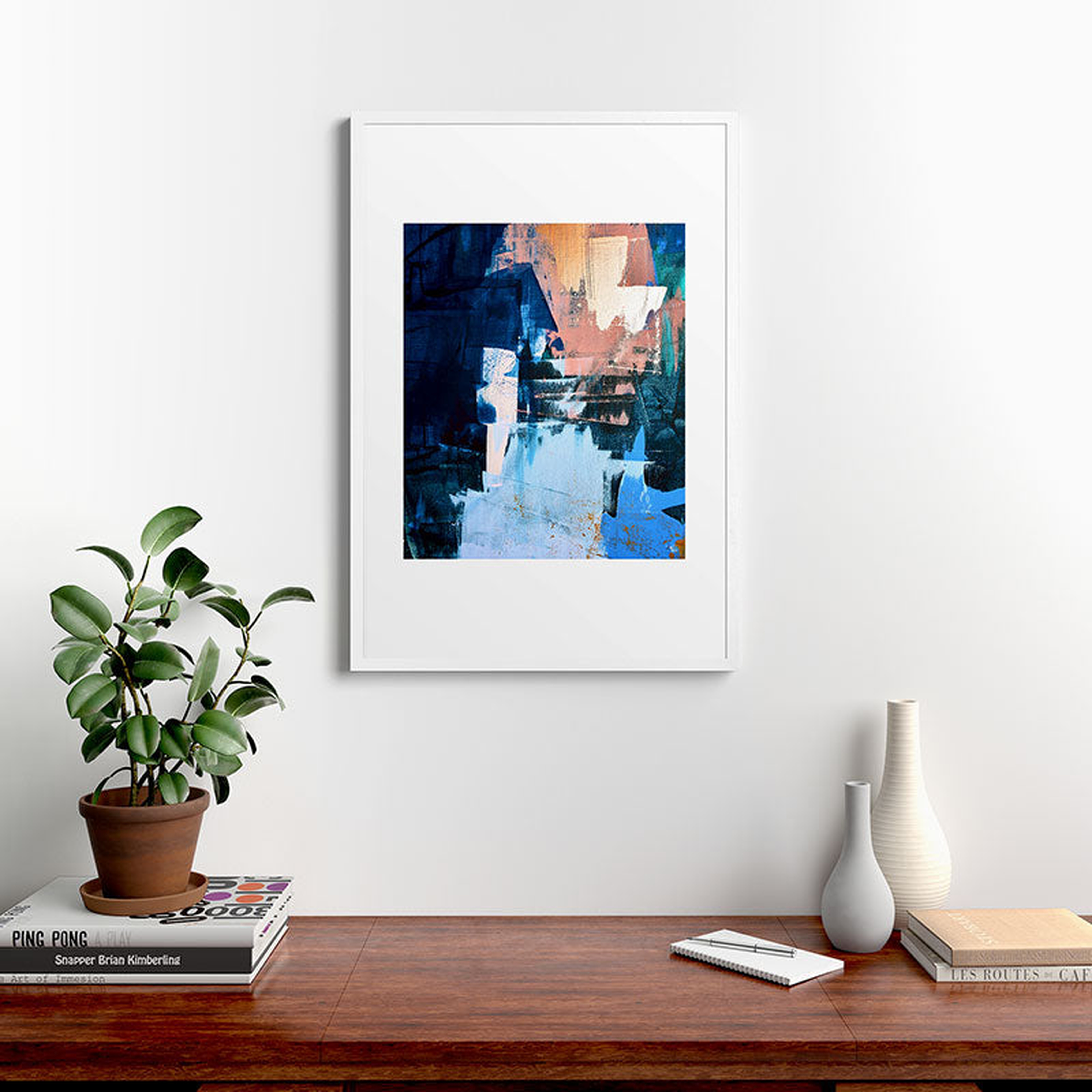 On The Dock A Pretty Abstract by Alyssa Hamilton Art - Framed Art Print Modern White 24" x 36" - Deny Designs