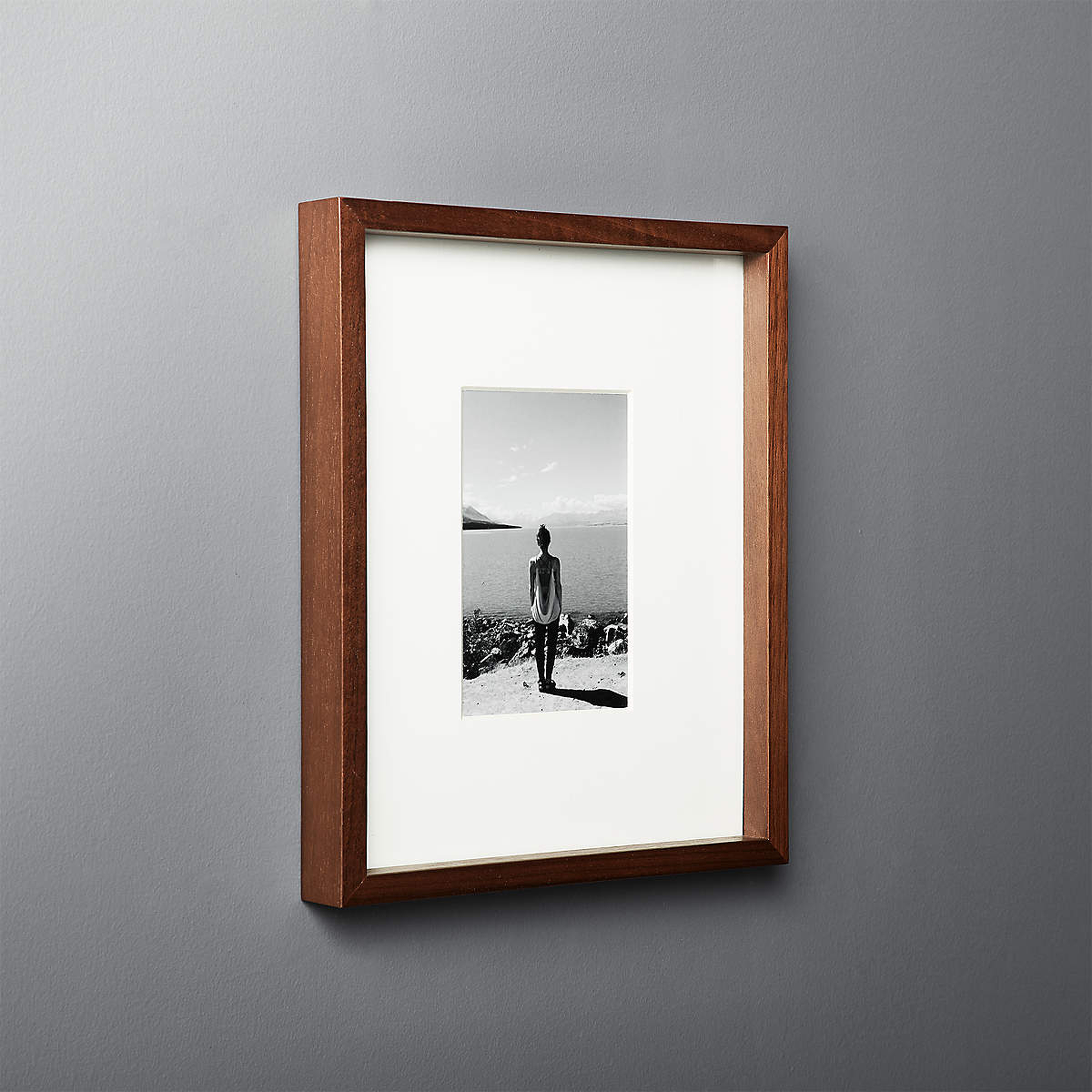 Gallery Walnut Picture Frame with White Mat 4" x 6" - CB2