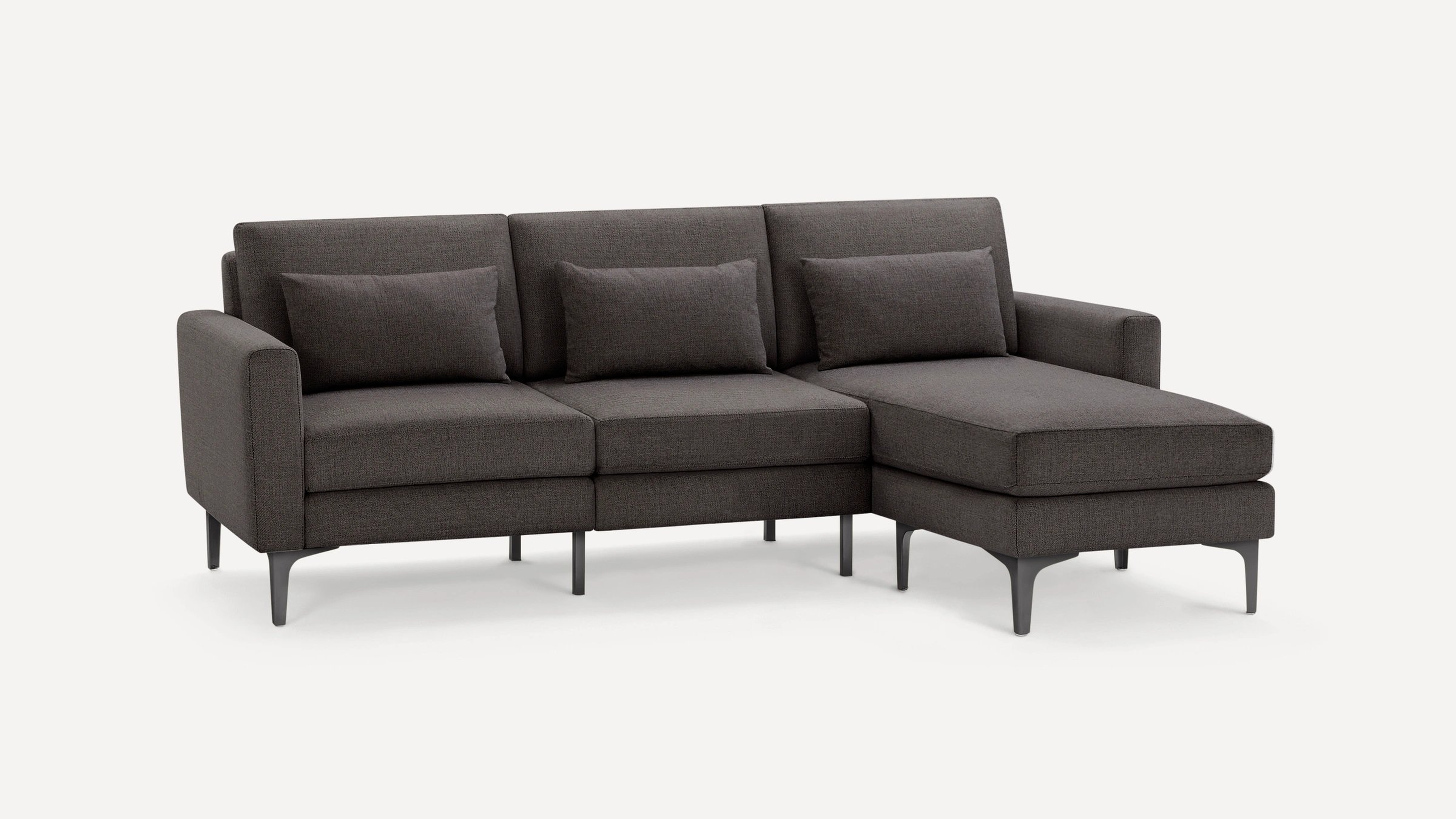 Nomad Sofa Sectional in Charcoal, Black Metal Legs - Burrow