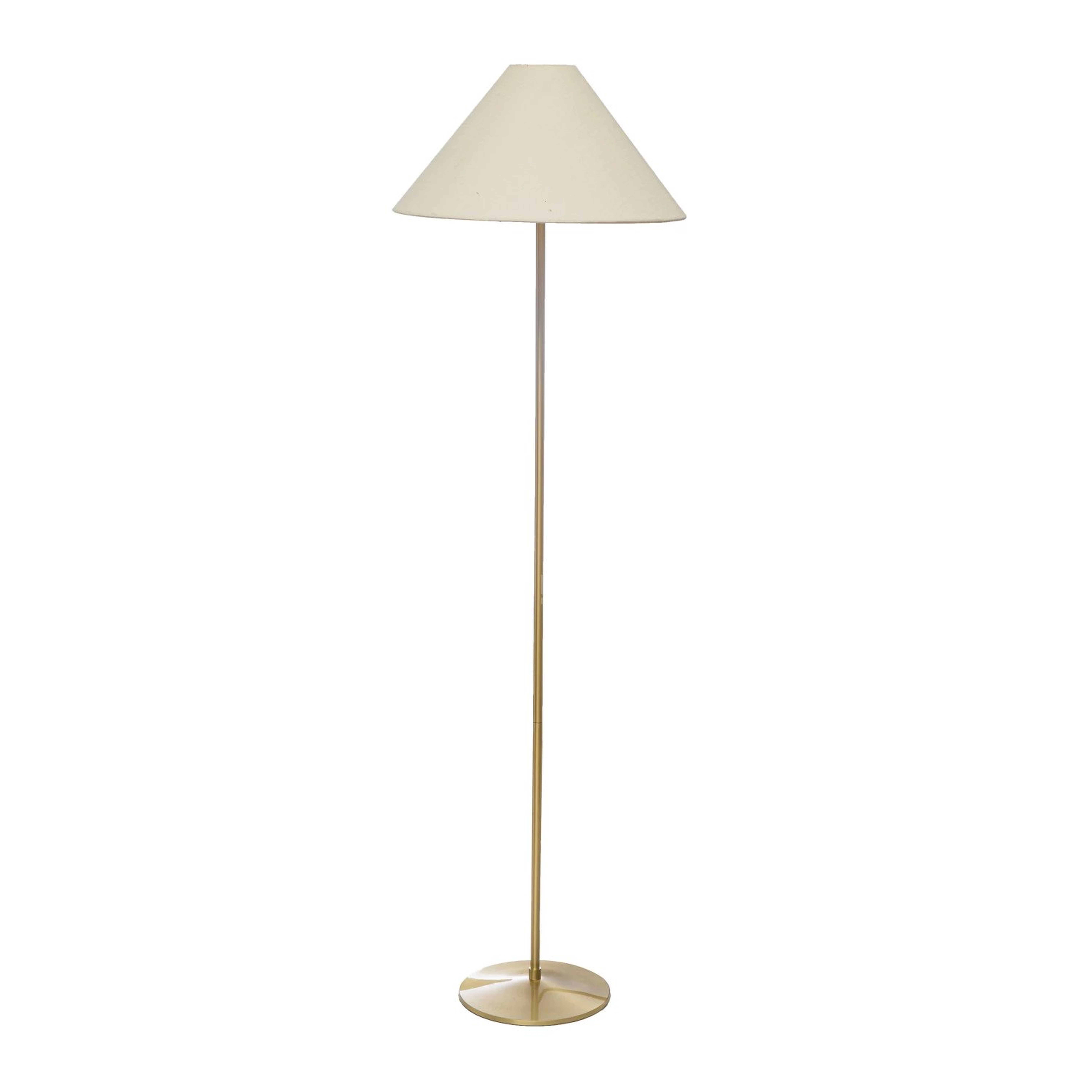 Metal Floor Lamp w/ Linen Shade & Inline Switch, Brass Finish - Bloomingville