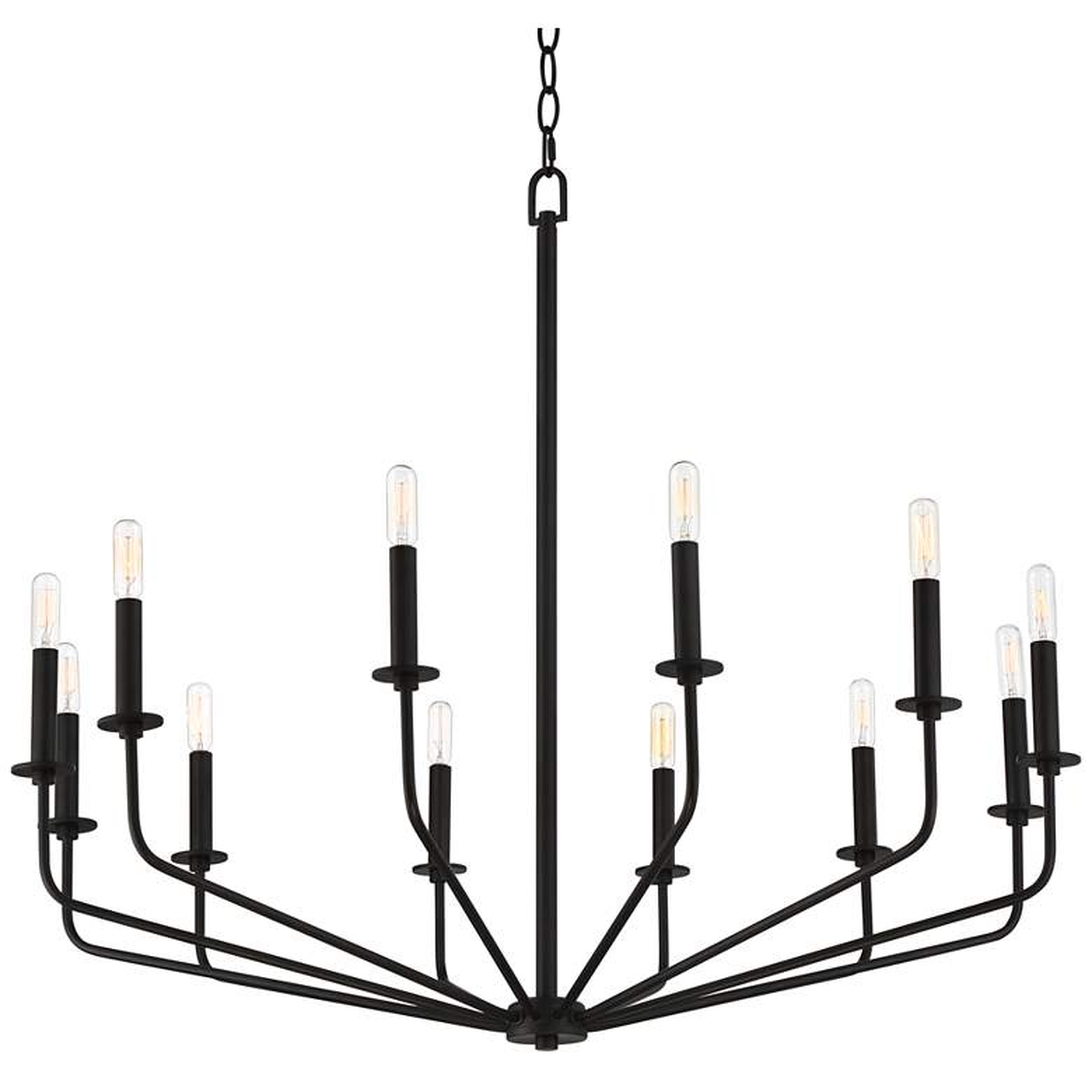 Franklin Iron Milanese 37 1/2" Black 12-Light Candelabra Chandelier - Lamps Plus
