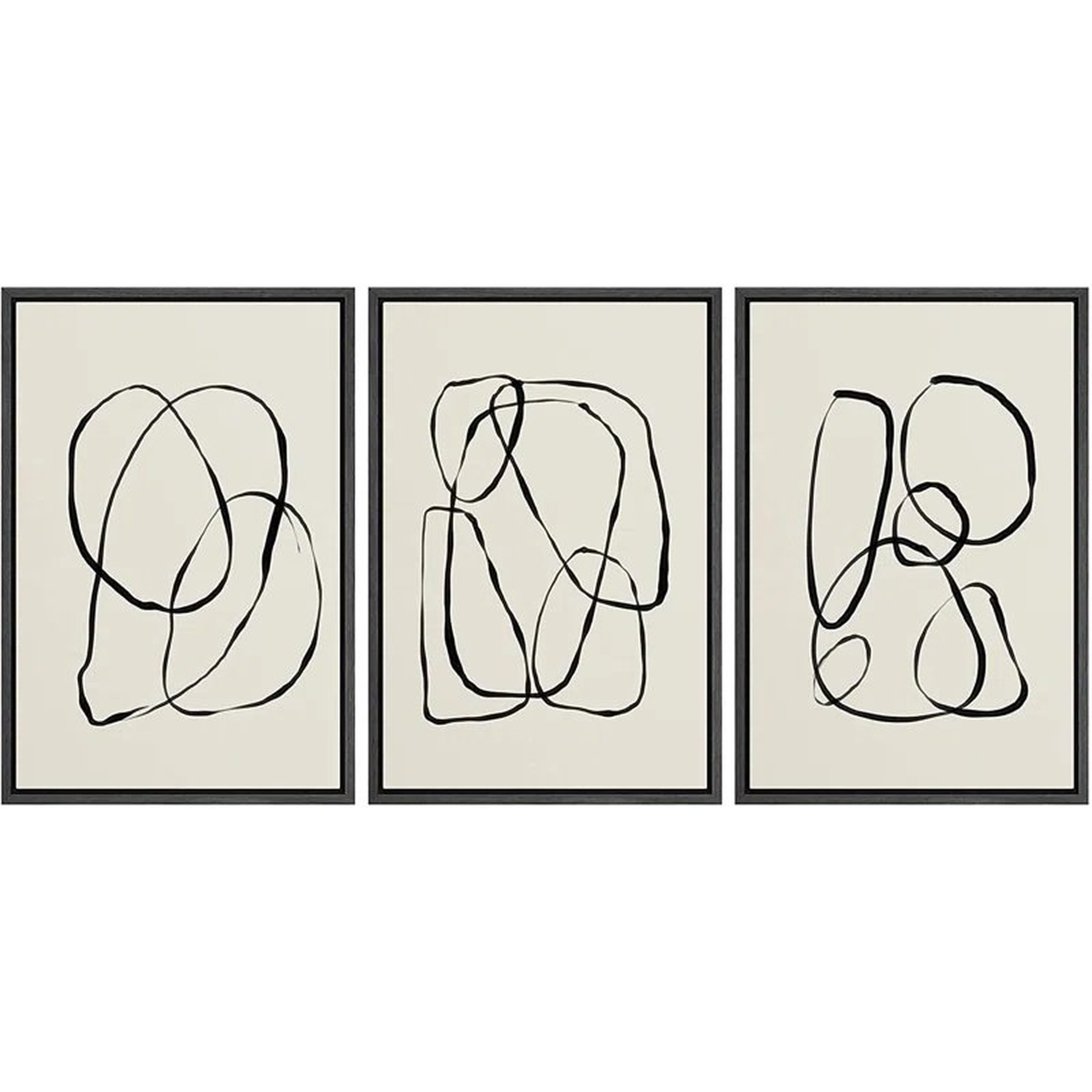 Modern Duotone Geometric Spiral Ring Circle Collage 3 Piece Framed Wall Art. Framed On Canvas 3 Pieces Print - Wayfair
