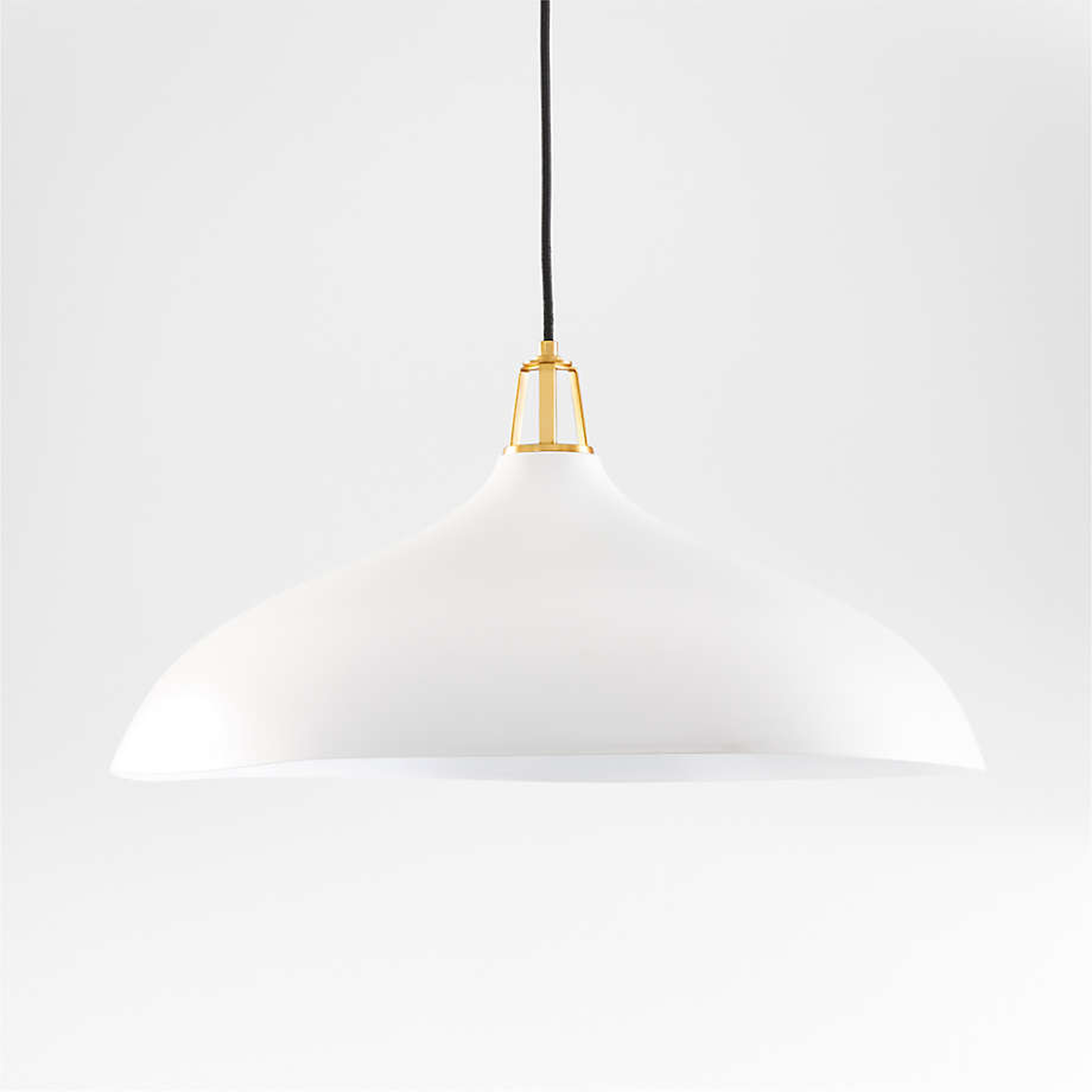 Maddox Oversized White Dome Pendant Light with Brass Socket - Crate and Barrel