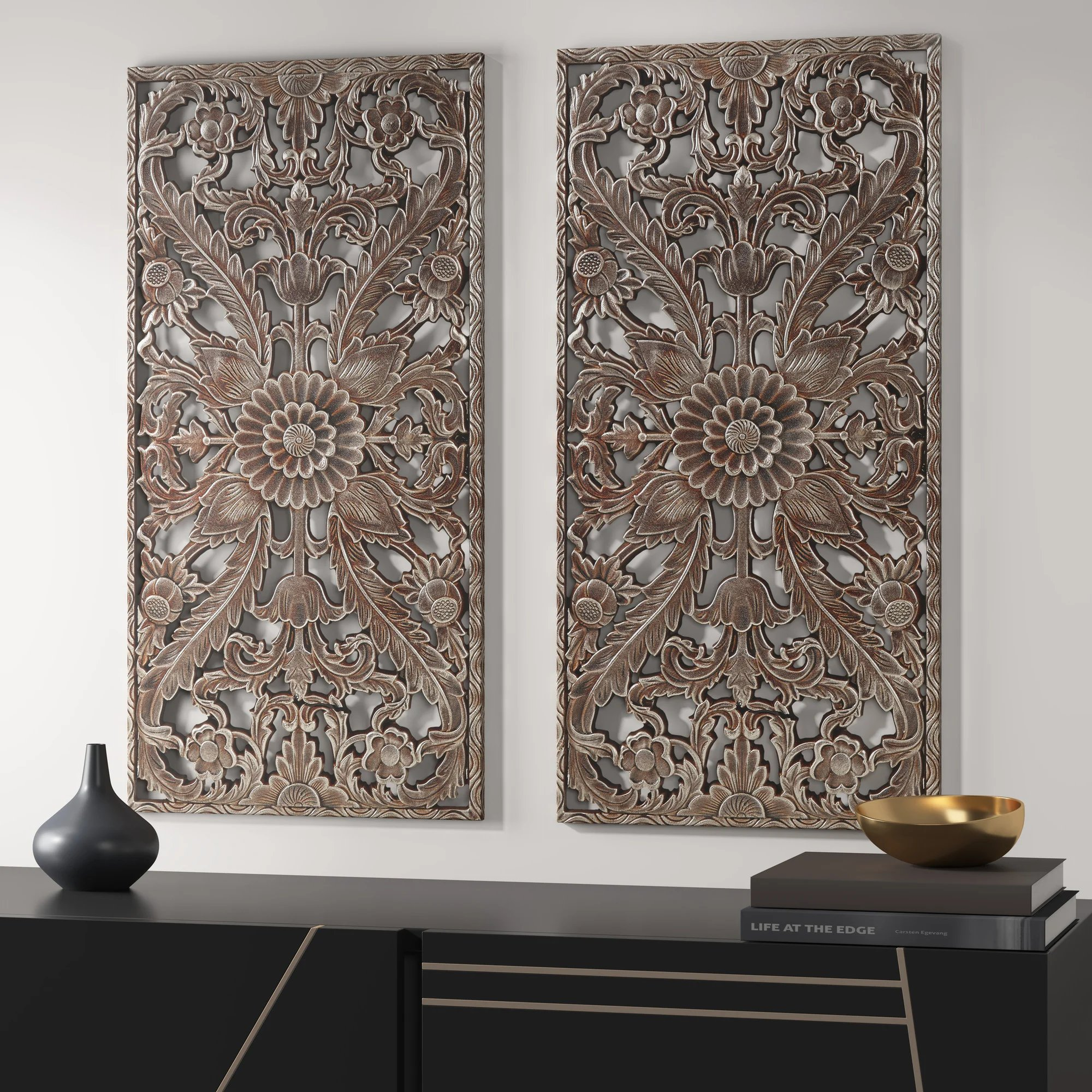 2 Piece Carved Wall Decor Set (Set of 2) - Wayfair
