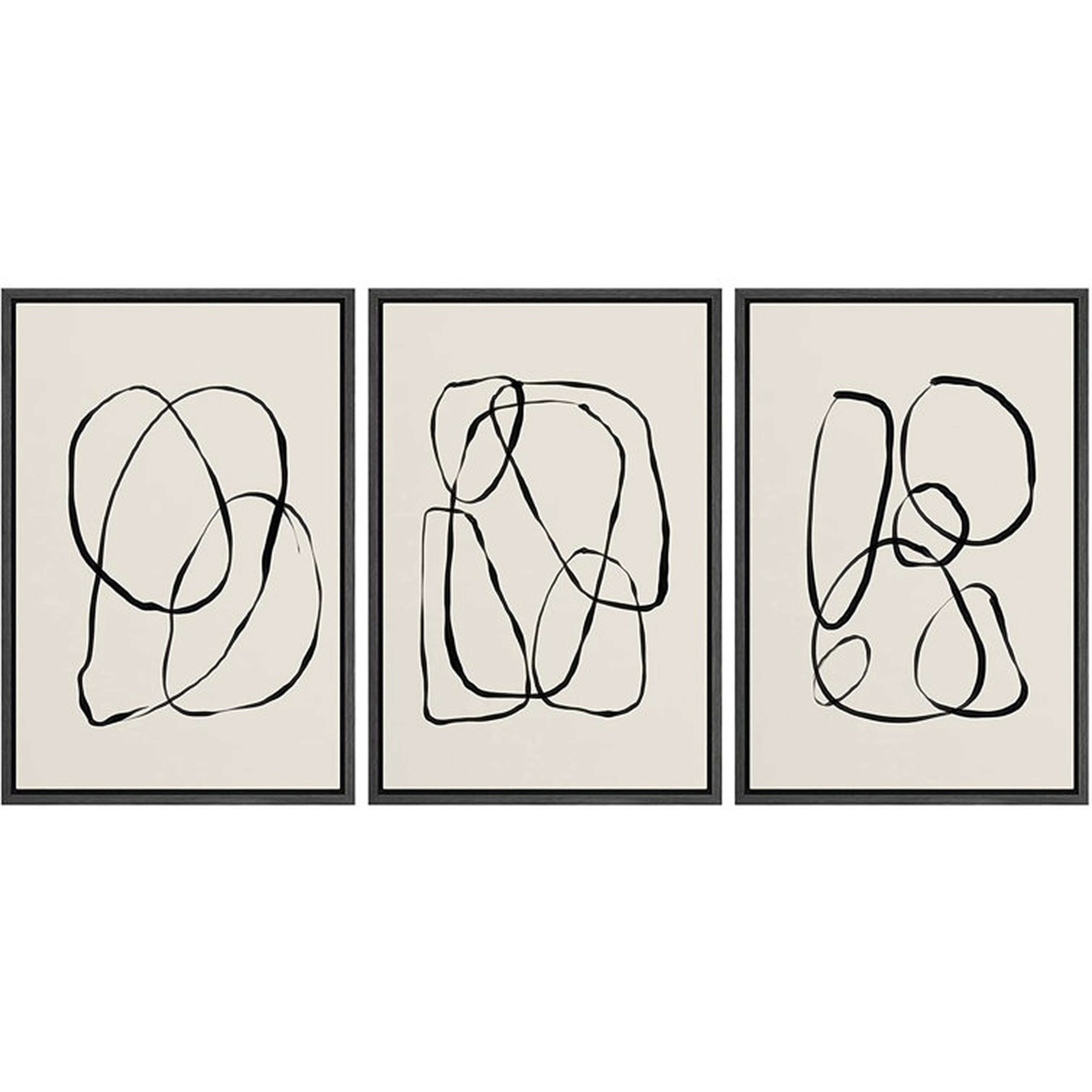 Orren Ellis Framed Canvas Print Wall Art Set Duotone Geometric Spiral Ring Circle Collage Abstract Shapes Illustrations Modern Art Boho Decorative For Living Room, Bedroom, Office -2204-M06 Black - Wayfair
