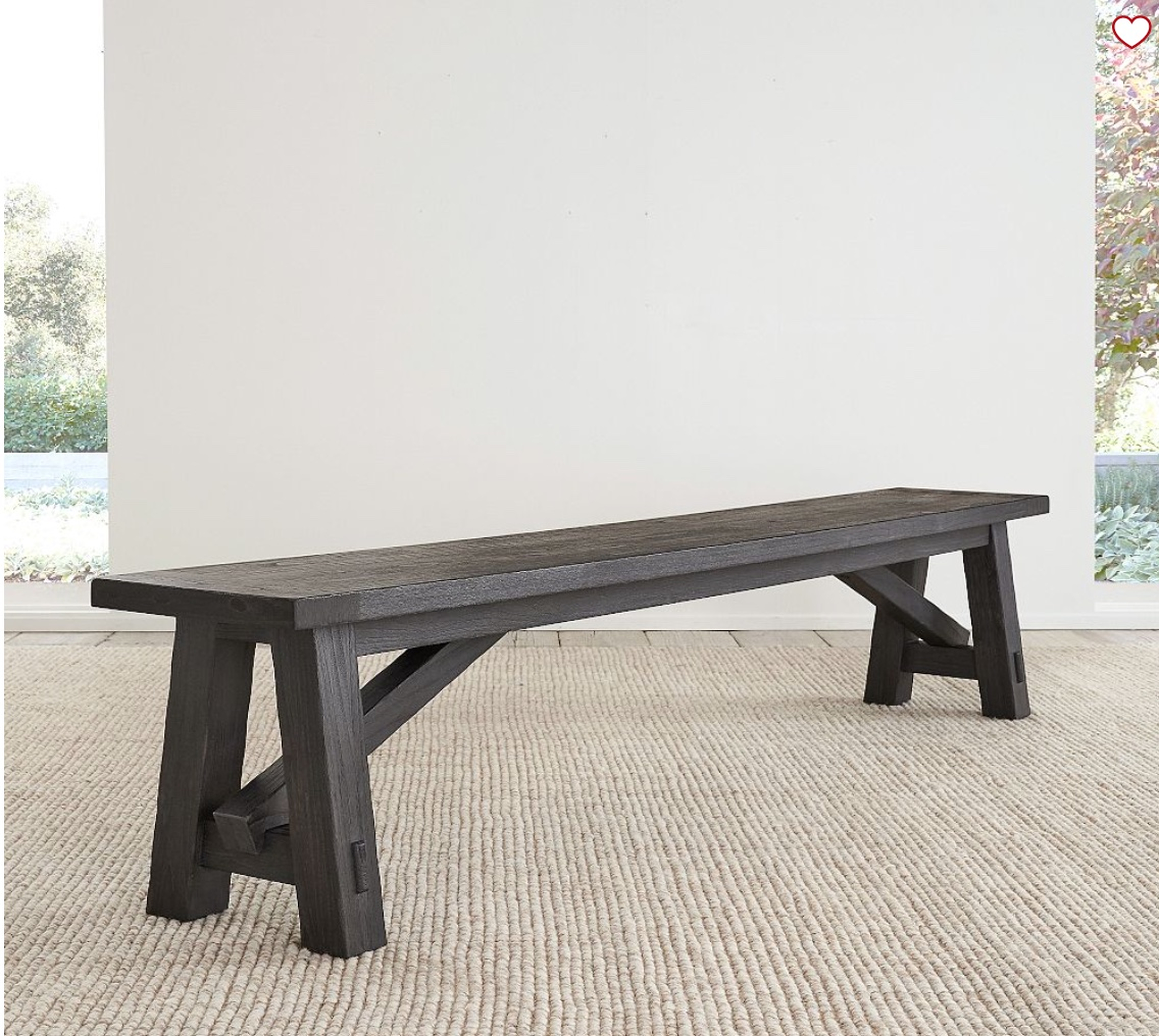 Toscana Dining Bench, 74"L x 14"W, Dusty Charcoal - Pottery Barn