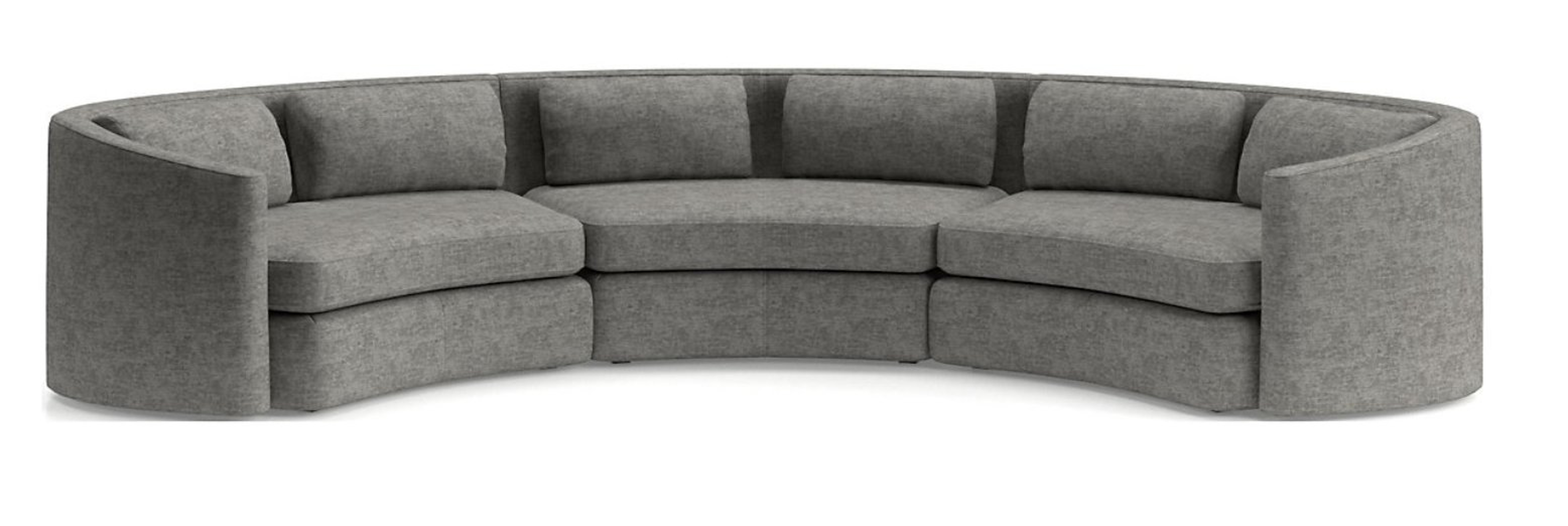 Nouveau 3-Piece Curved Sectional Sofa - Crate and Barrel