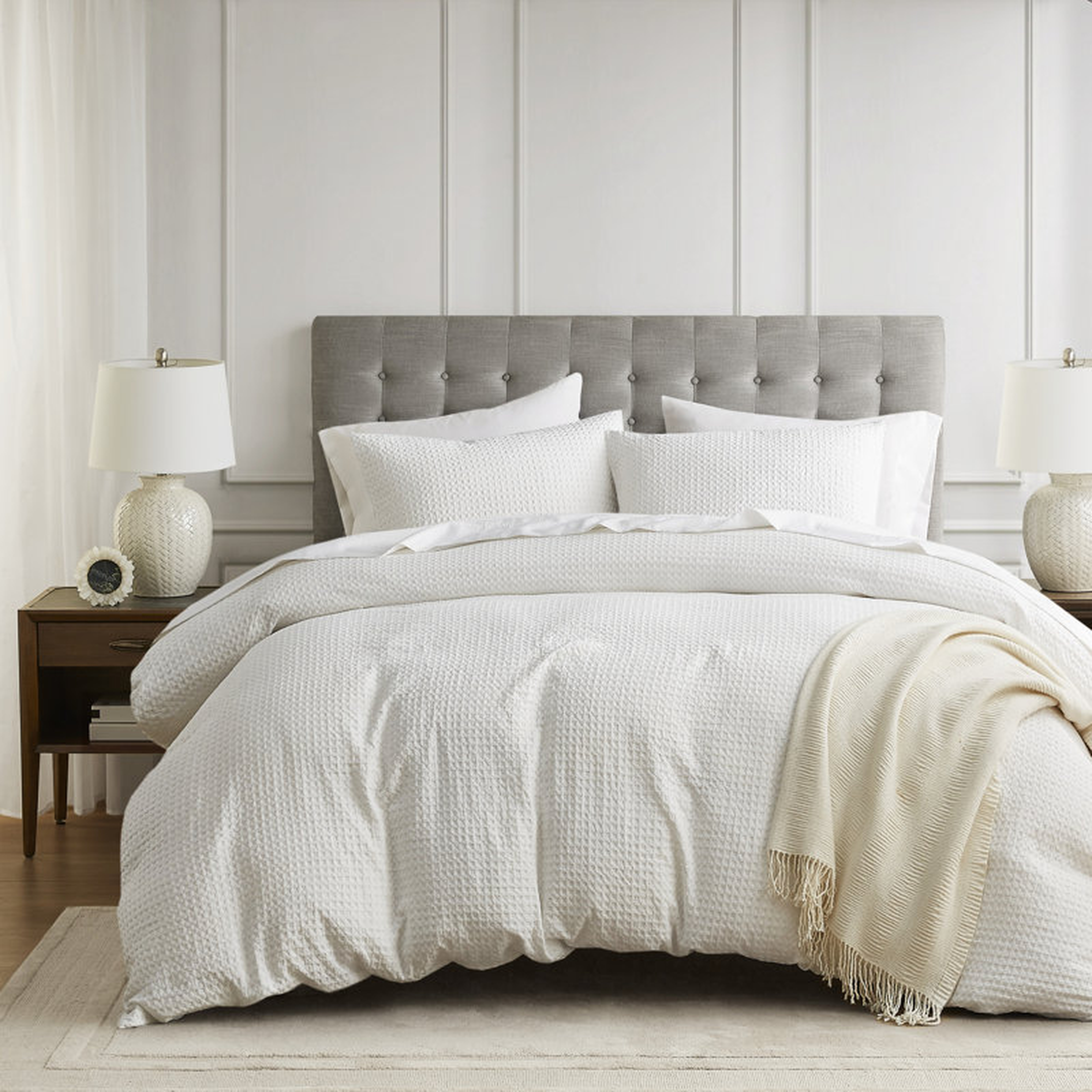Bora Waffle Weave Textured Microfiber Comforter Set - Wayfair