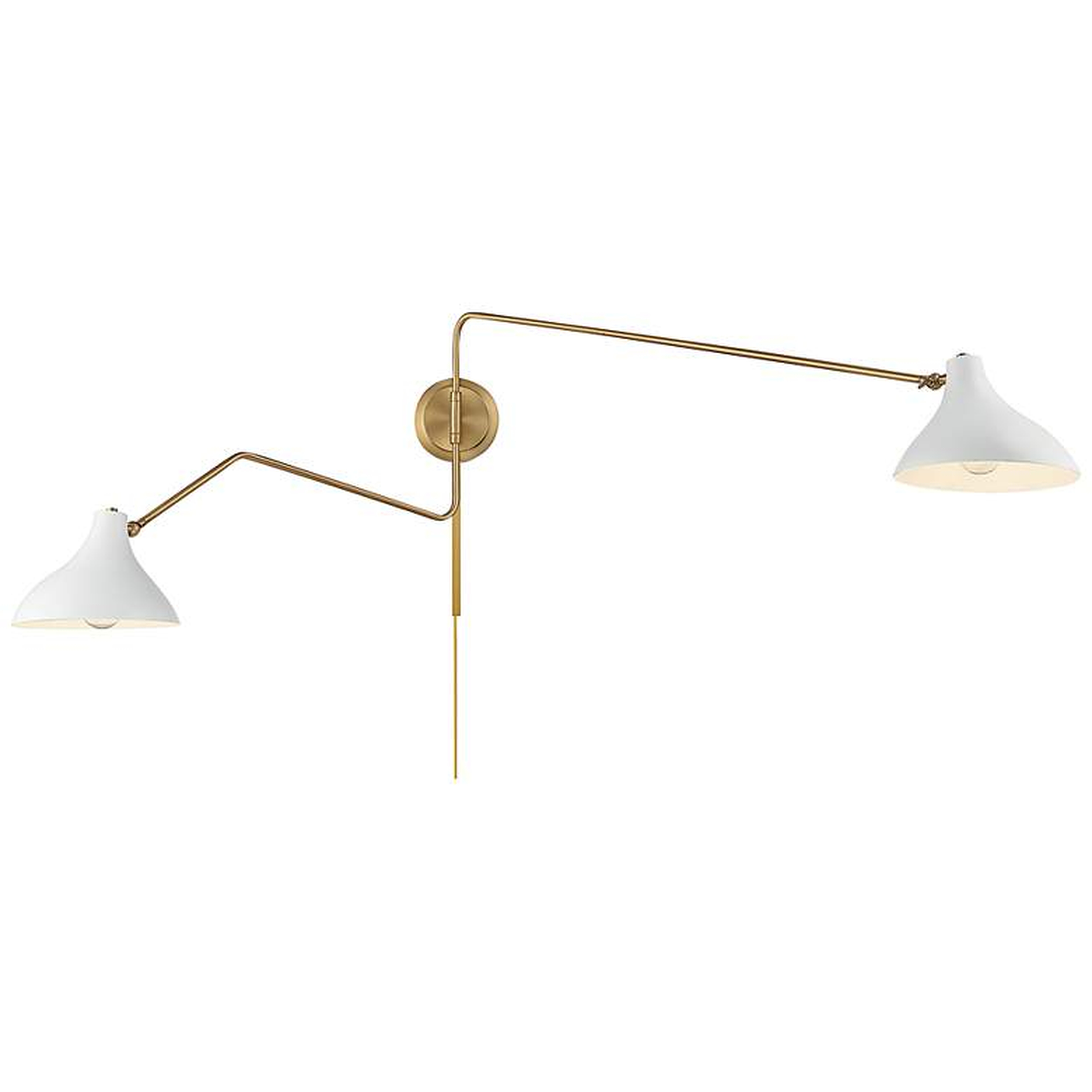 Savoy House Meridian 86" Wide Matte White with Natural Brass Wall Sconce - Lamps Plus