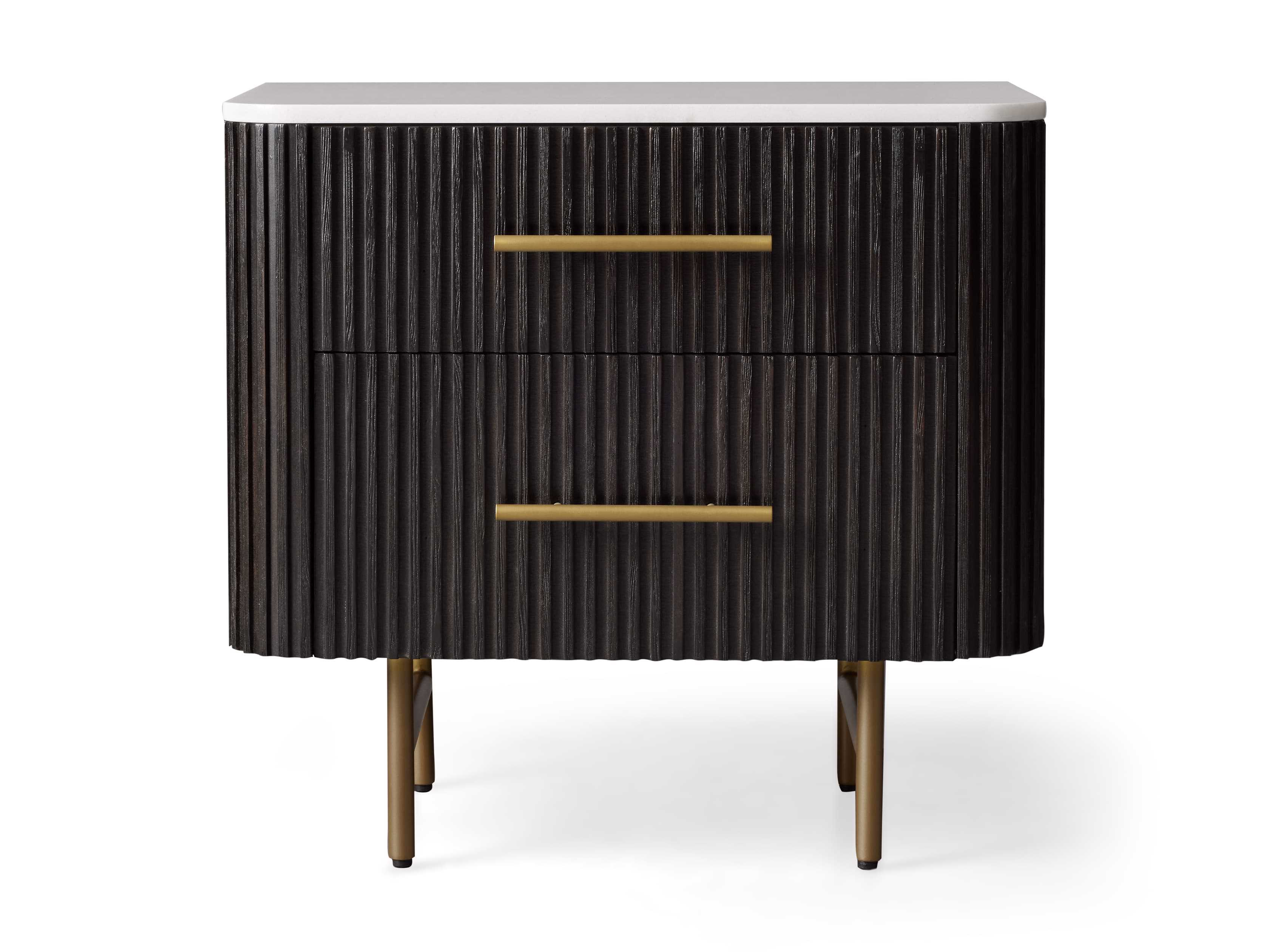 Finnley Closed Nightstand in Stone 30" Black  Ebony/White Marble - Arhaus