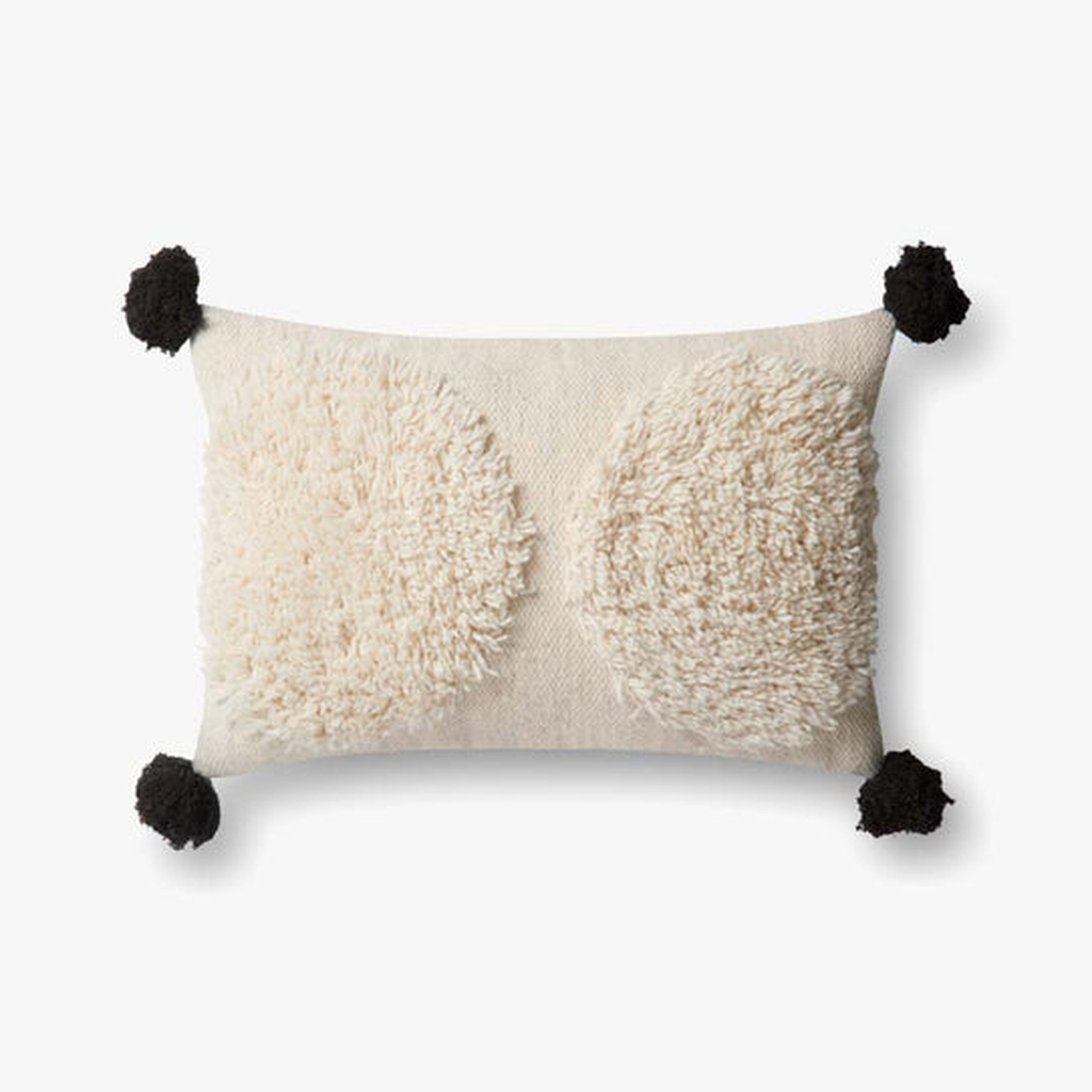 P0483 IVORY / BLACK Pillow - 13" x 21" with down Insert - Loloi Rugs