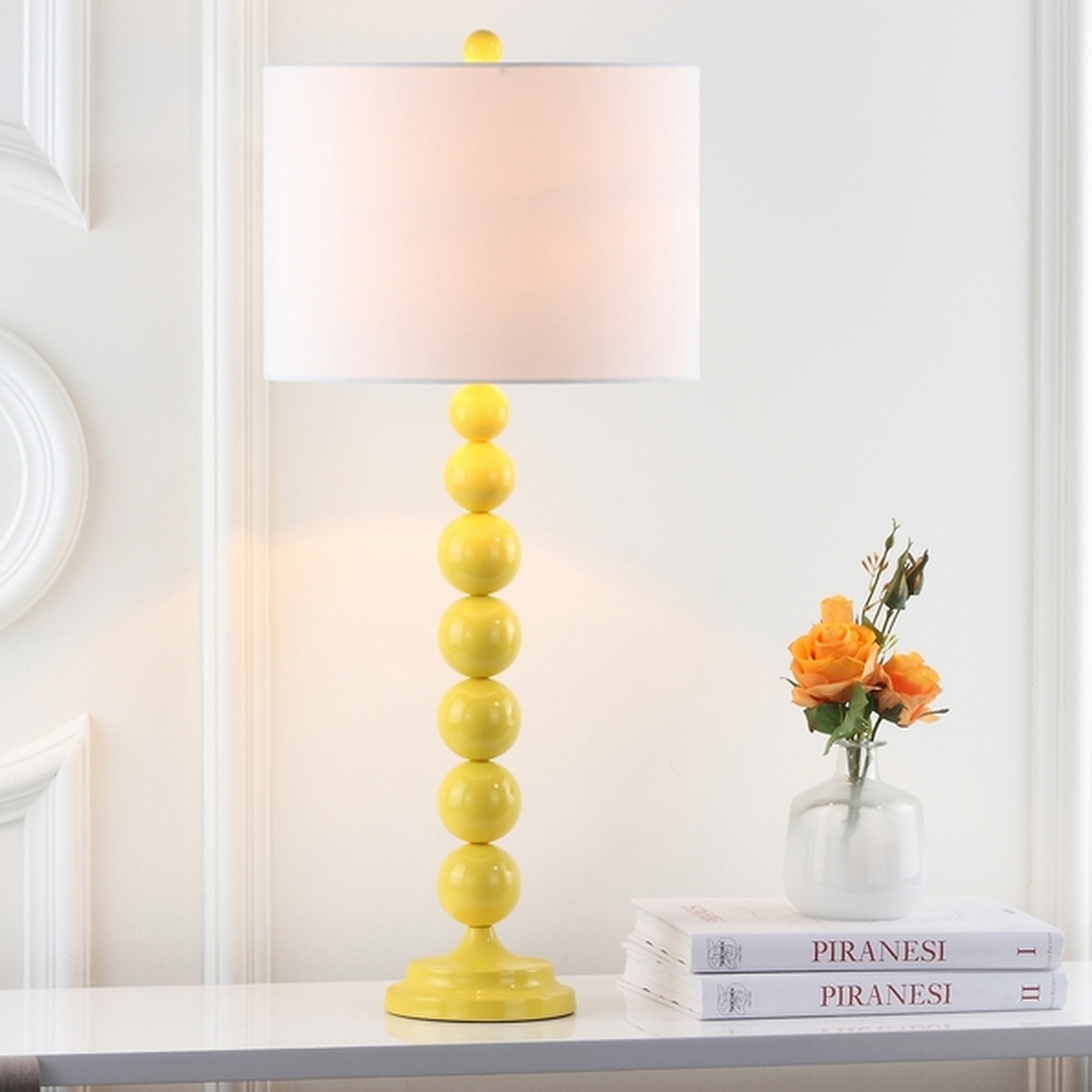 Jenna 31.5-Inch H Stacked Ball Table Lamp - Yellow - Safavieh - Safavieh