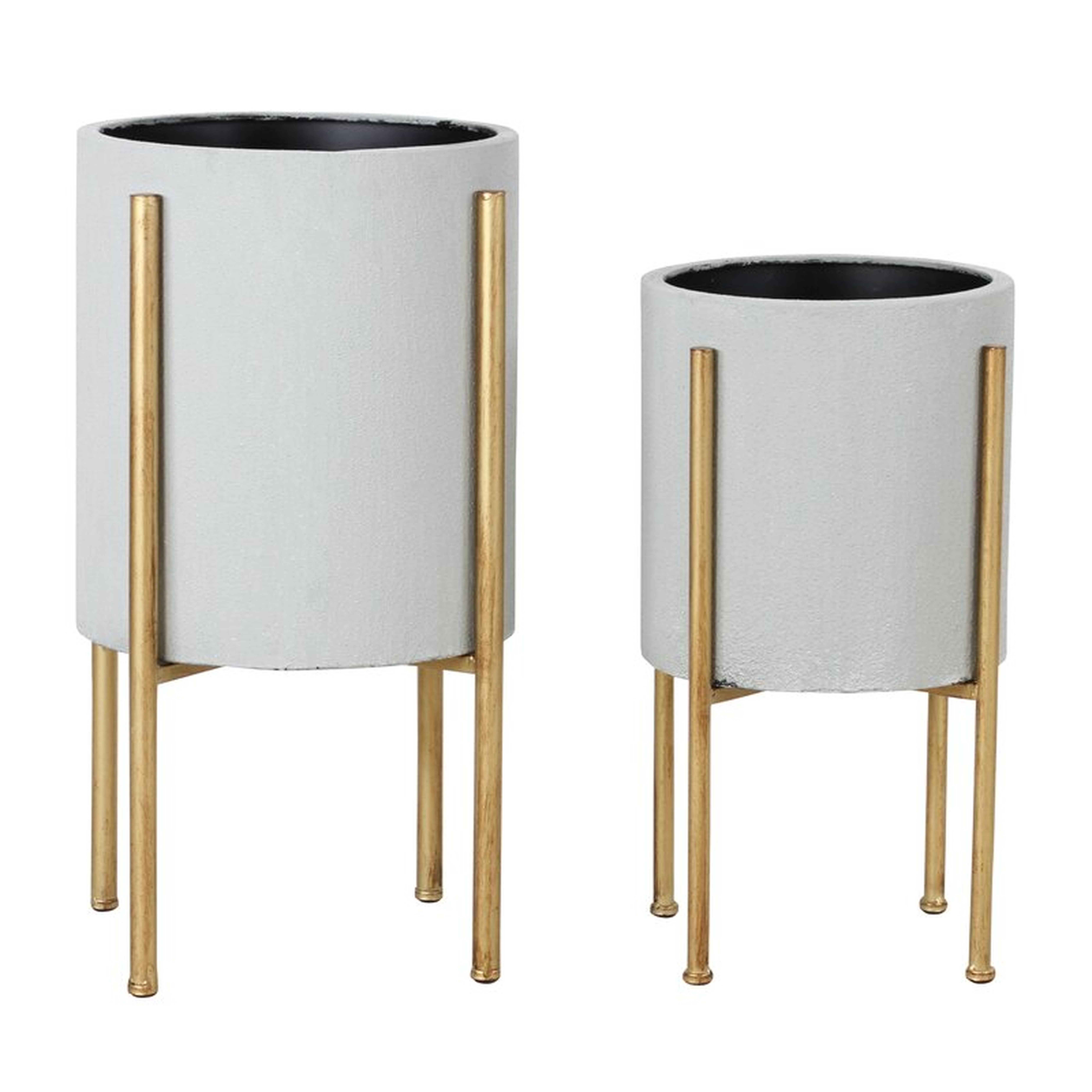 Stacia Round Metal Mid Century Indoor Pot Planter Set - Wayfair