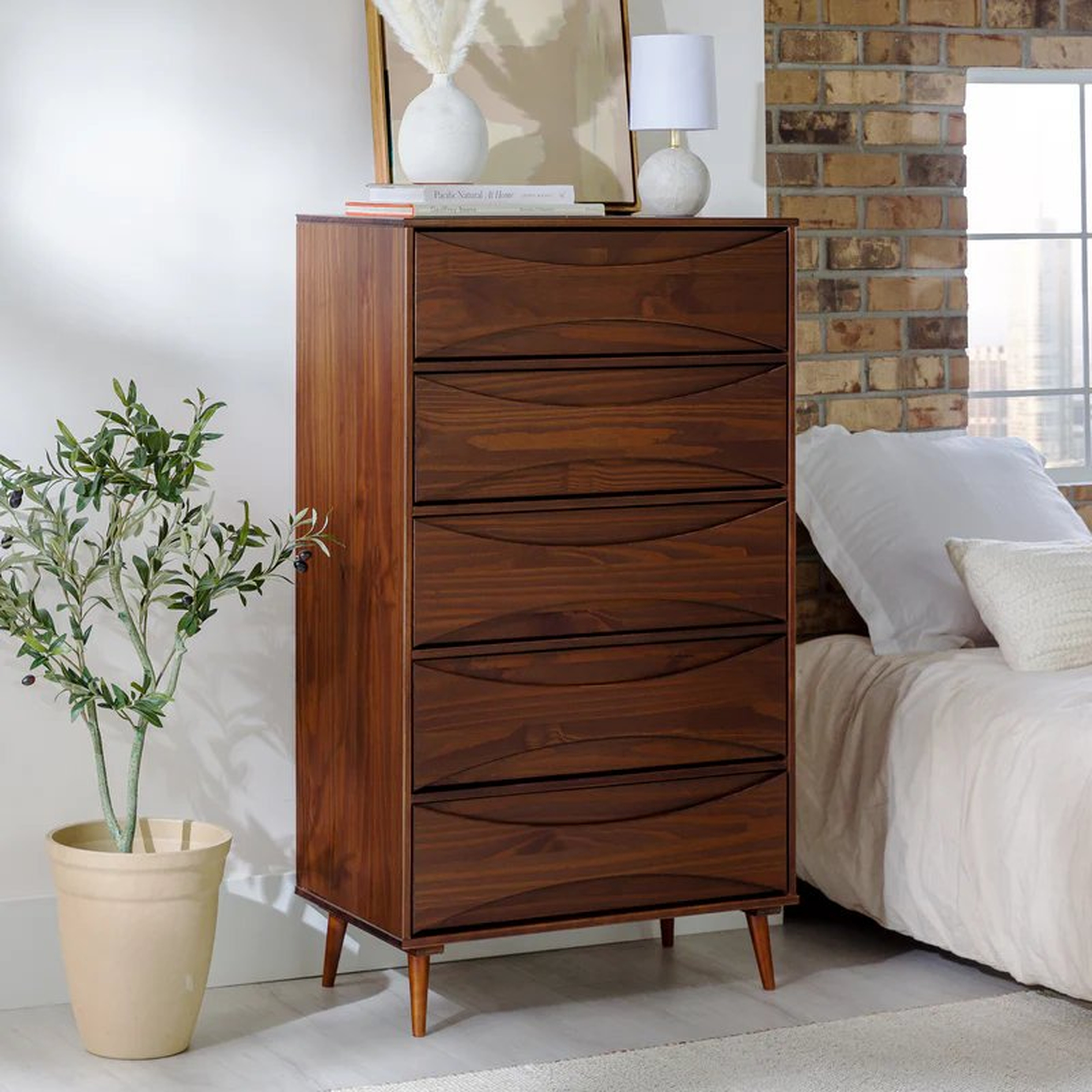 Atticus Solid Wood Mid-Century Modern Chest - Walker Edison
