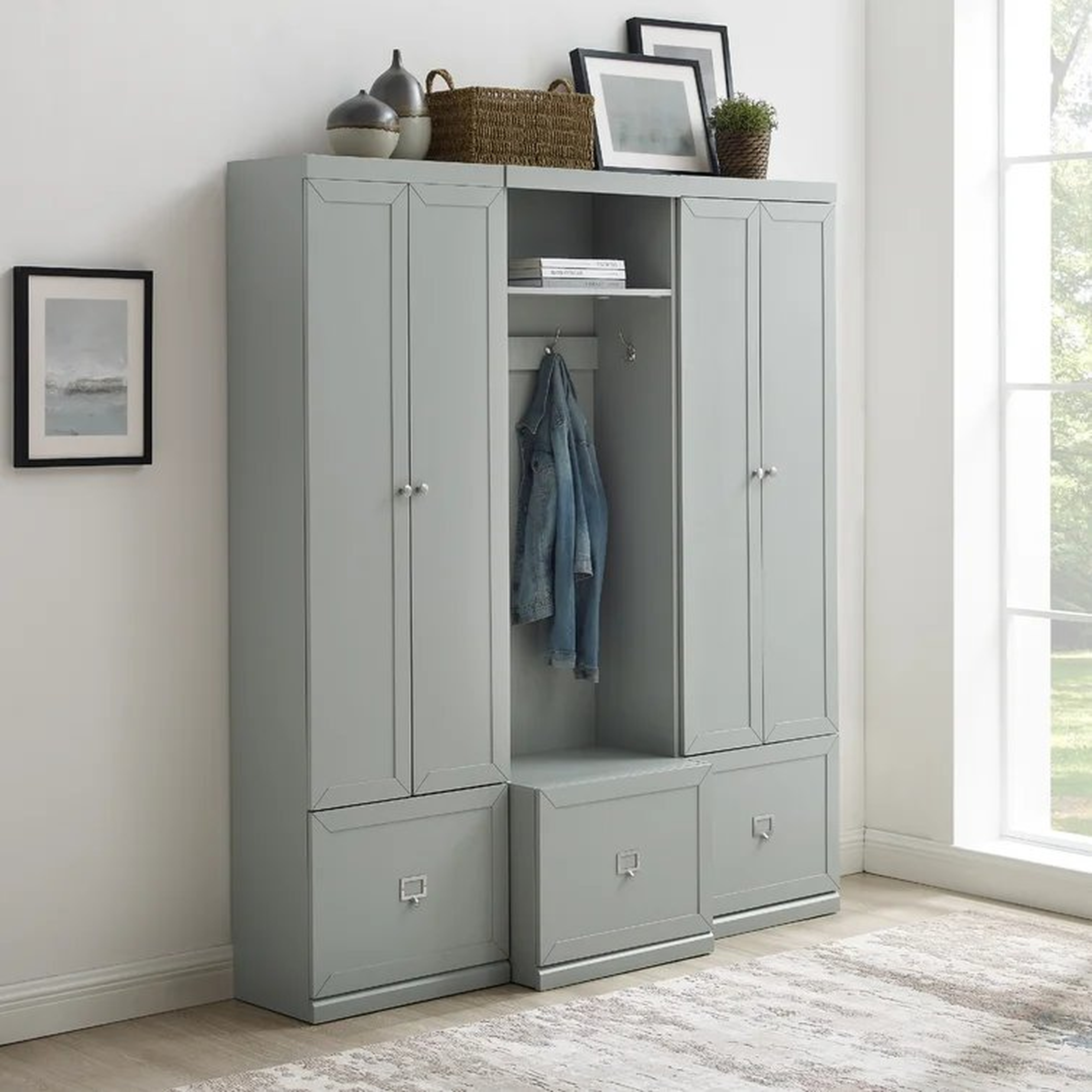 "Crosley Harper Hall Tree with Bench and Shoe Storage" - Perigold