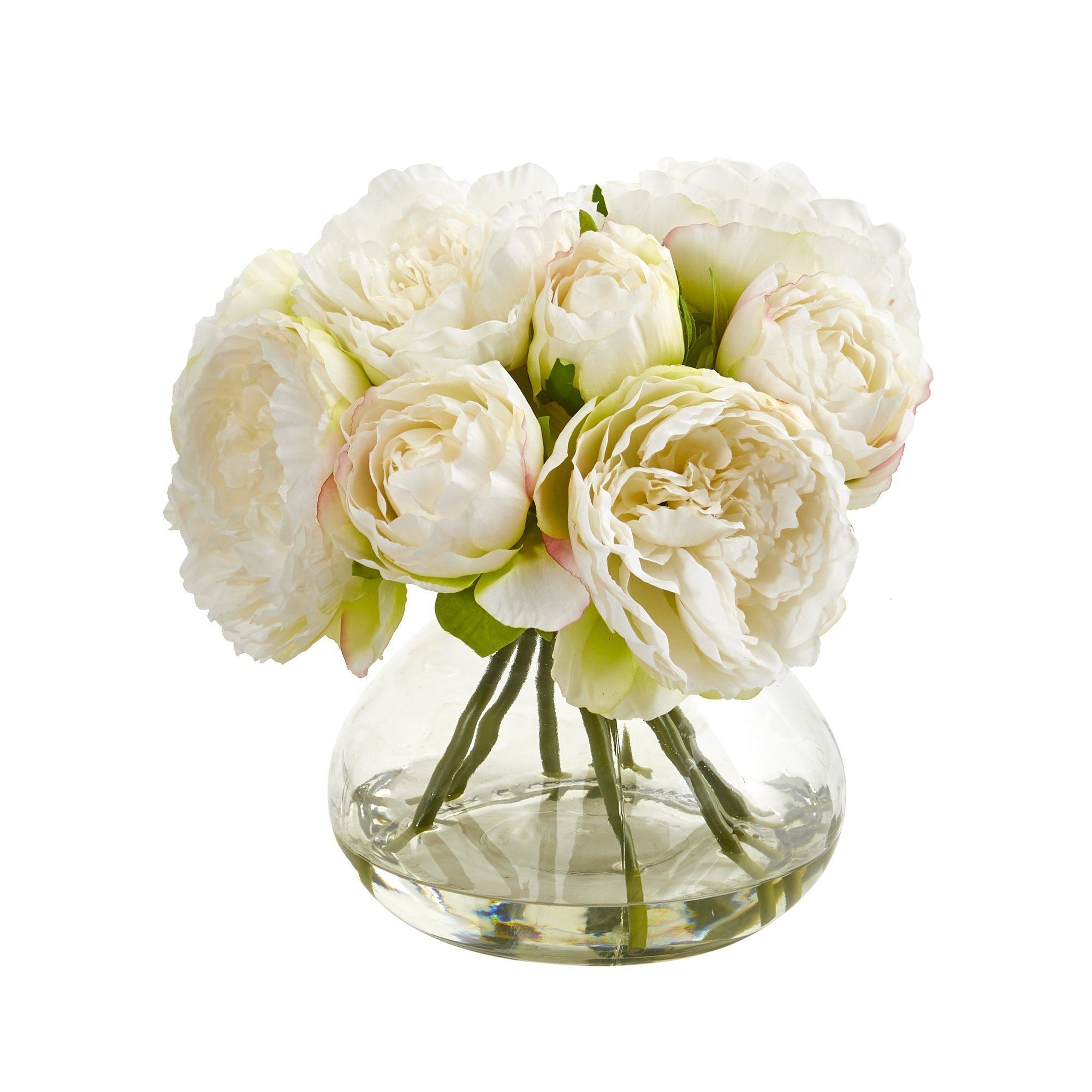 Peony Artficial Arrangement in Vase - Nearly Natural