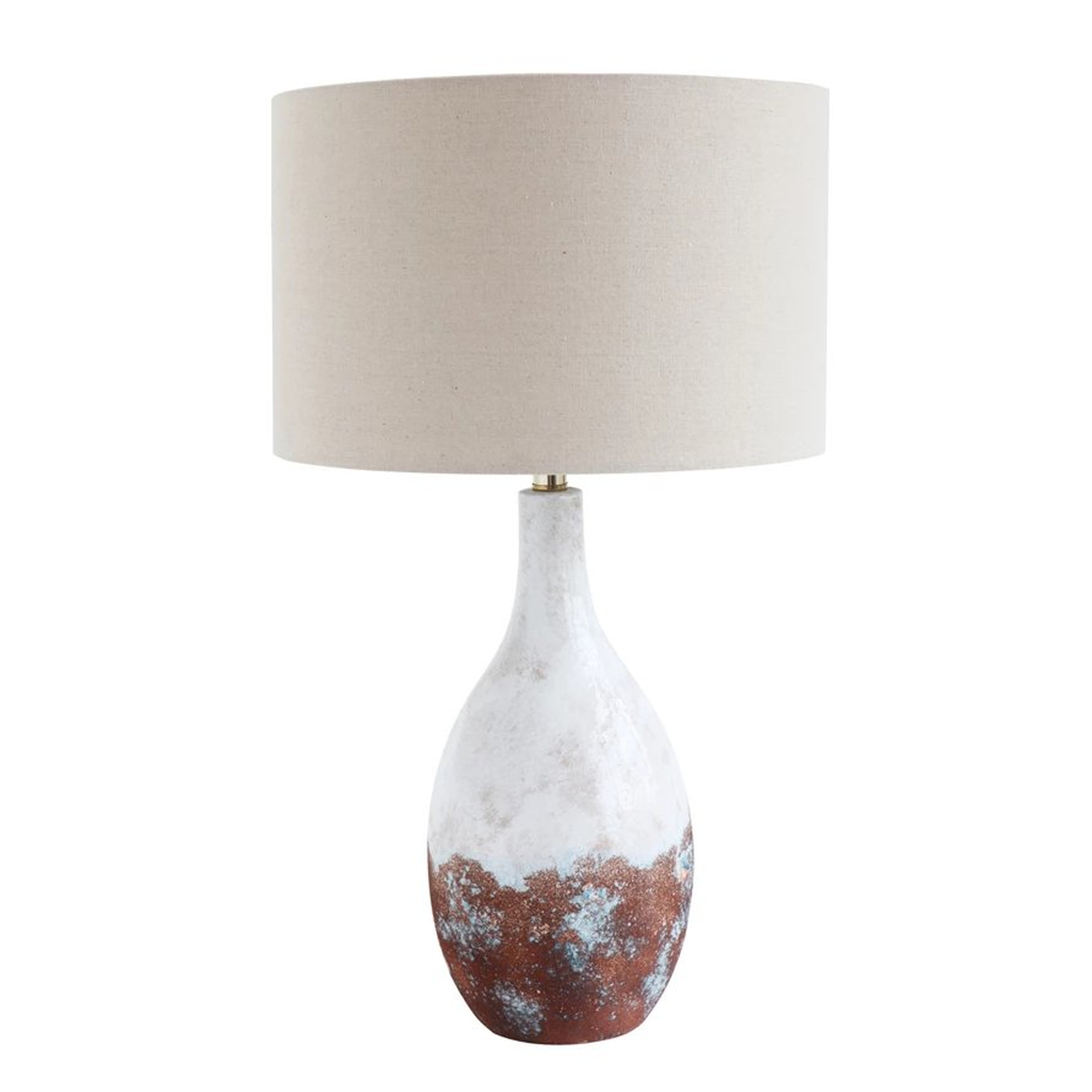 2-Tone Ceramic Table Lamp with Linen Shade (Each one will vary) - Nomad Home