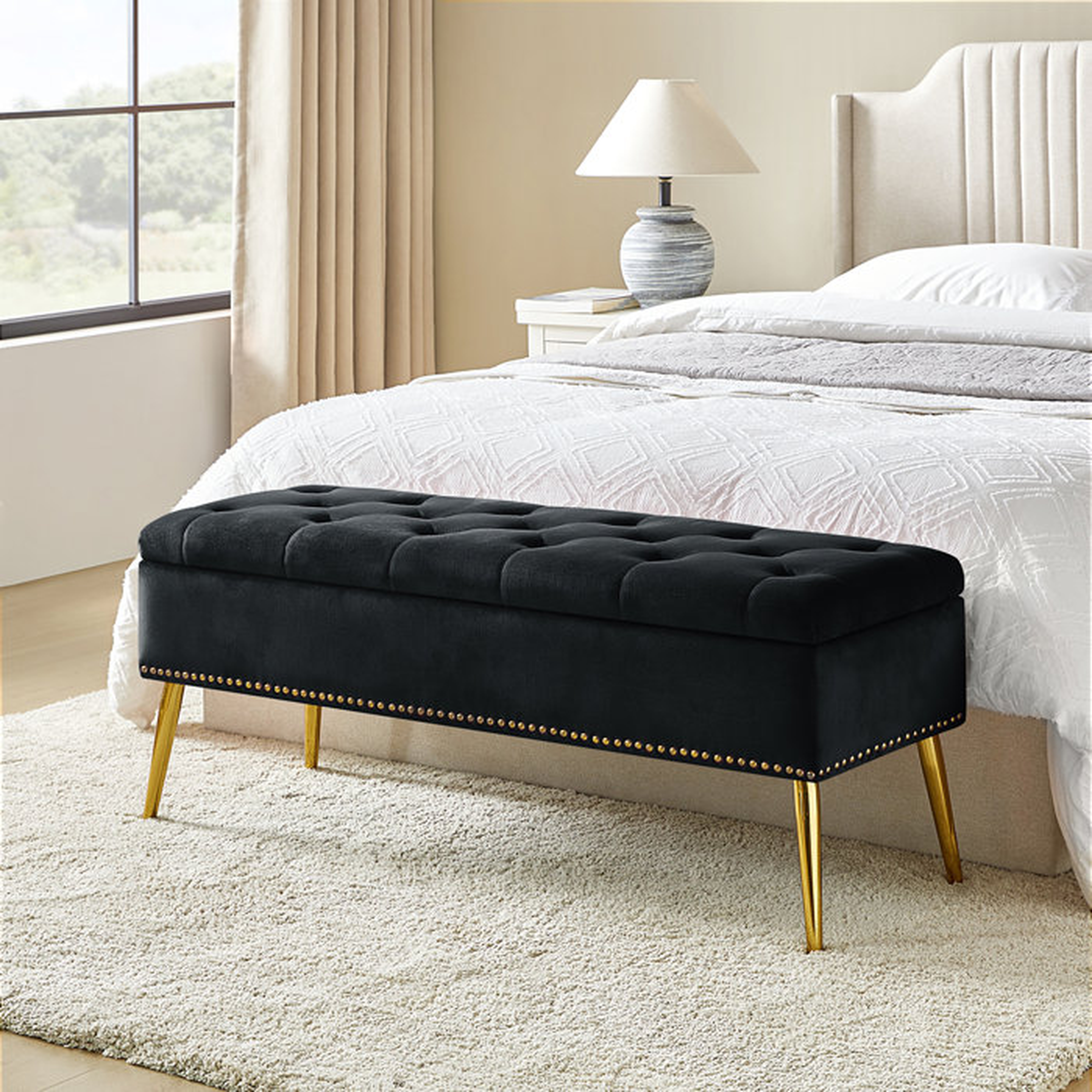 Eliahs Upholstered Flip Top Storage Bench - Wayfair