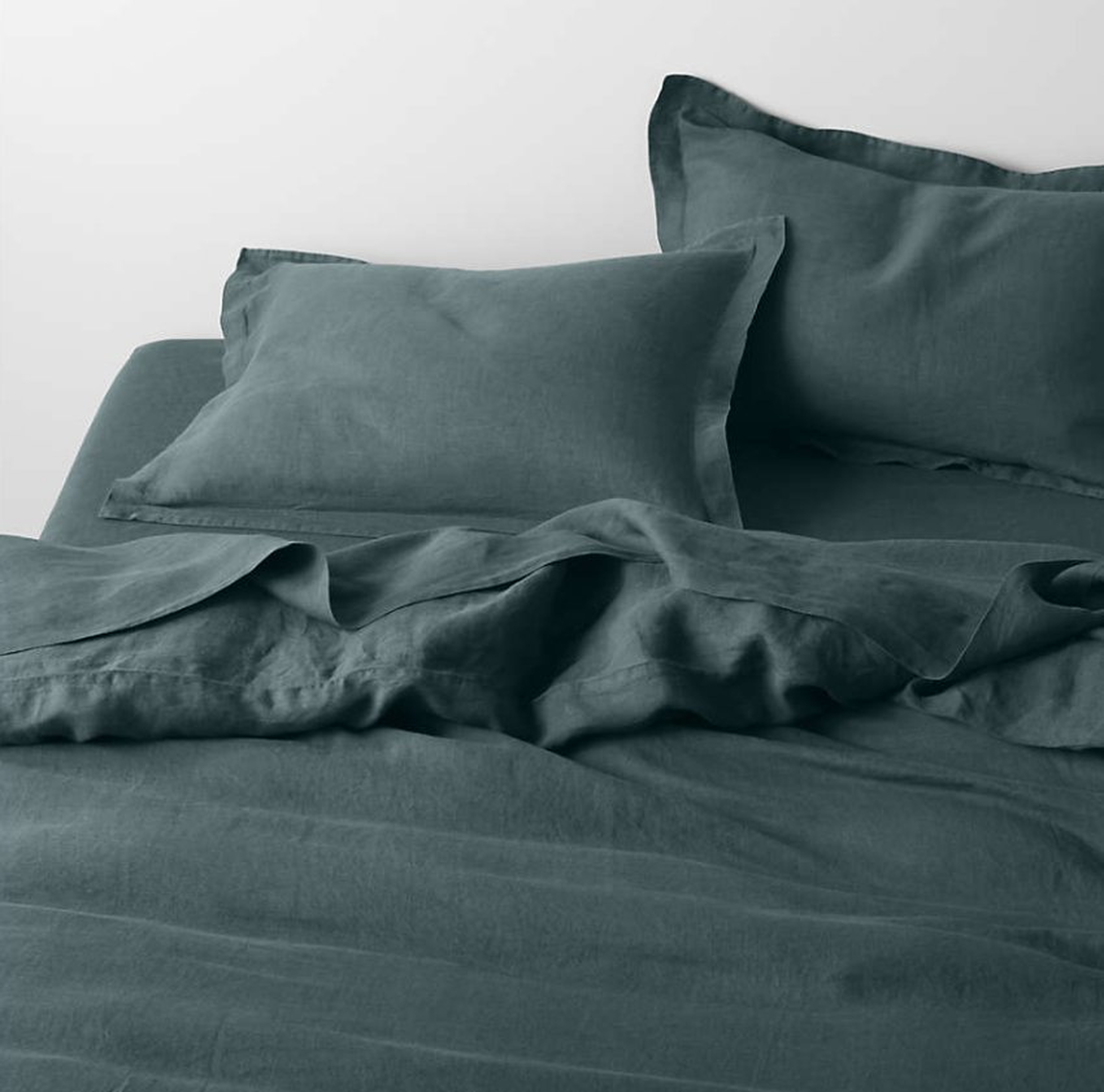 New Natural Hemp Midnight Navy Full/Queen Duvet Cover - Crate and Barrel