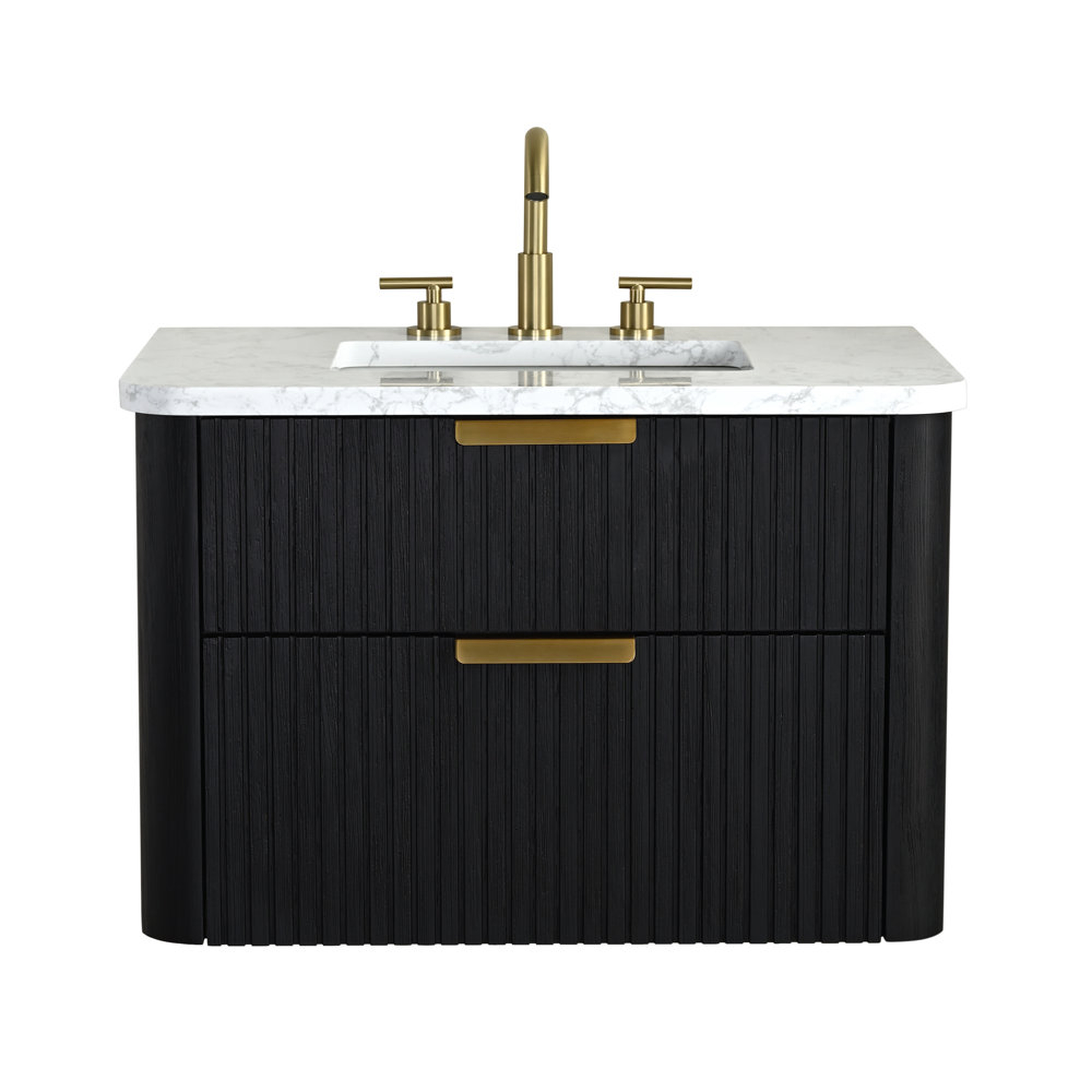 Warren 30'' Wall-Mounted Single Bathroom Vanity with Engineered Stone Top - Wayfair