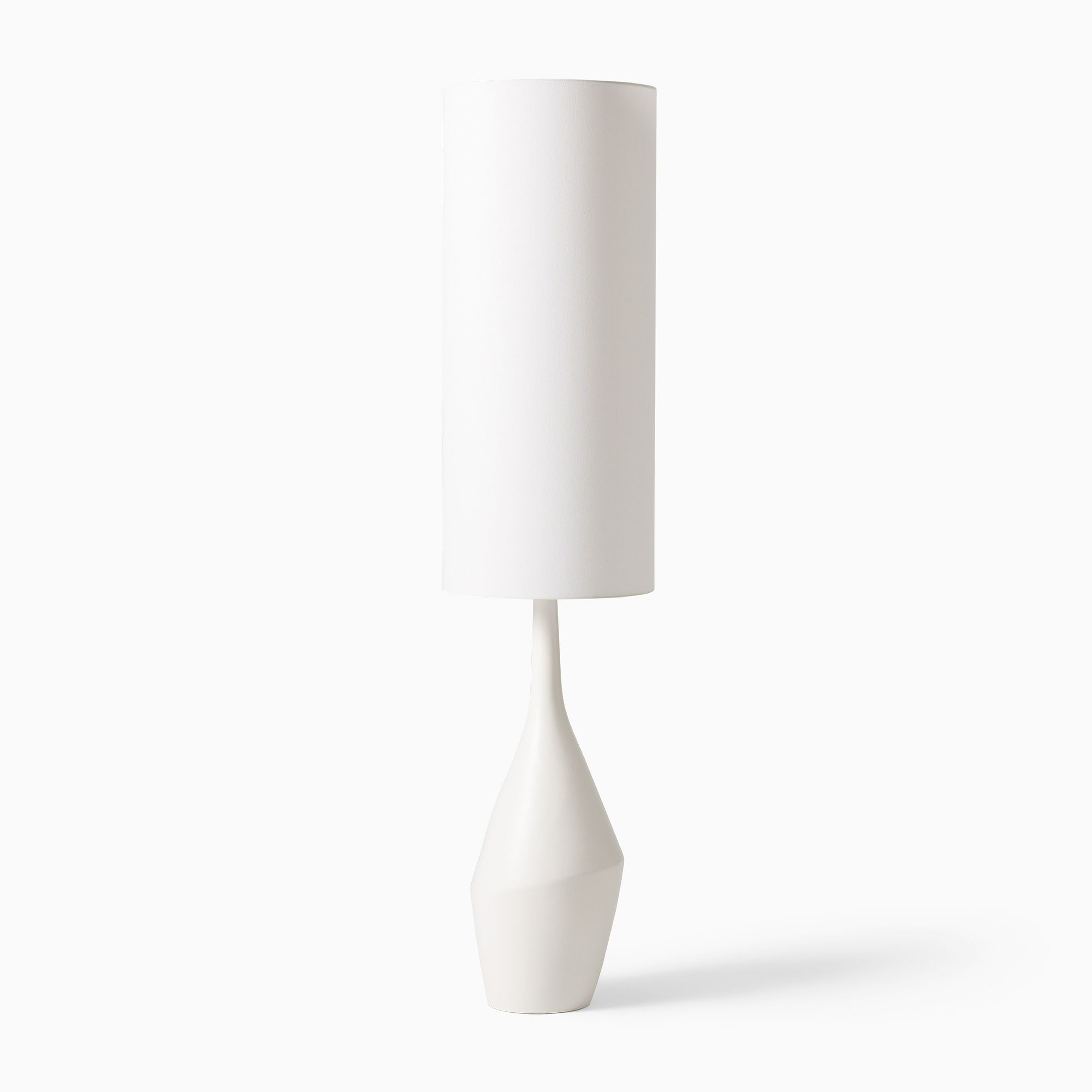 Asymmetric Ceramic Diffused Shade Floor Lamp White White Linen (60") - West Elm