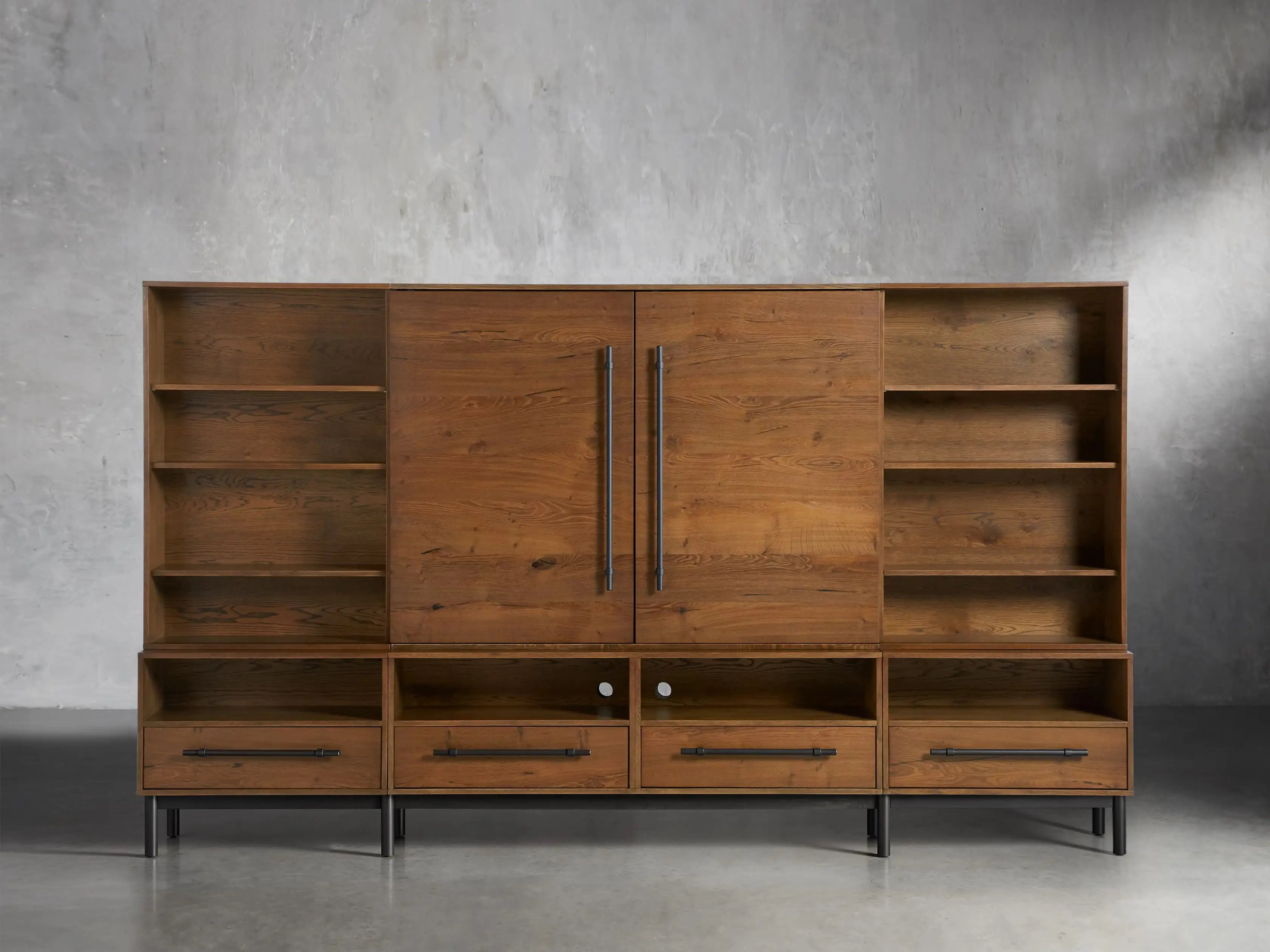 Sullivan Media Wall Unit in Northman Oak Wood Brown - Arhaus