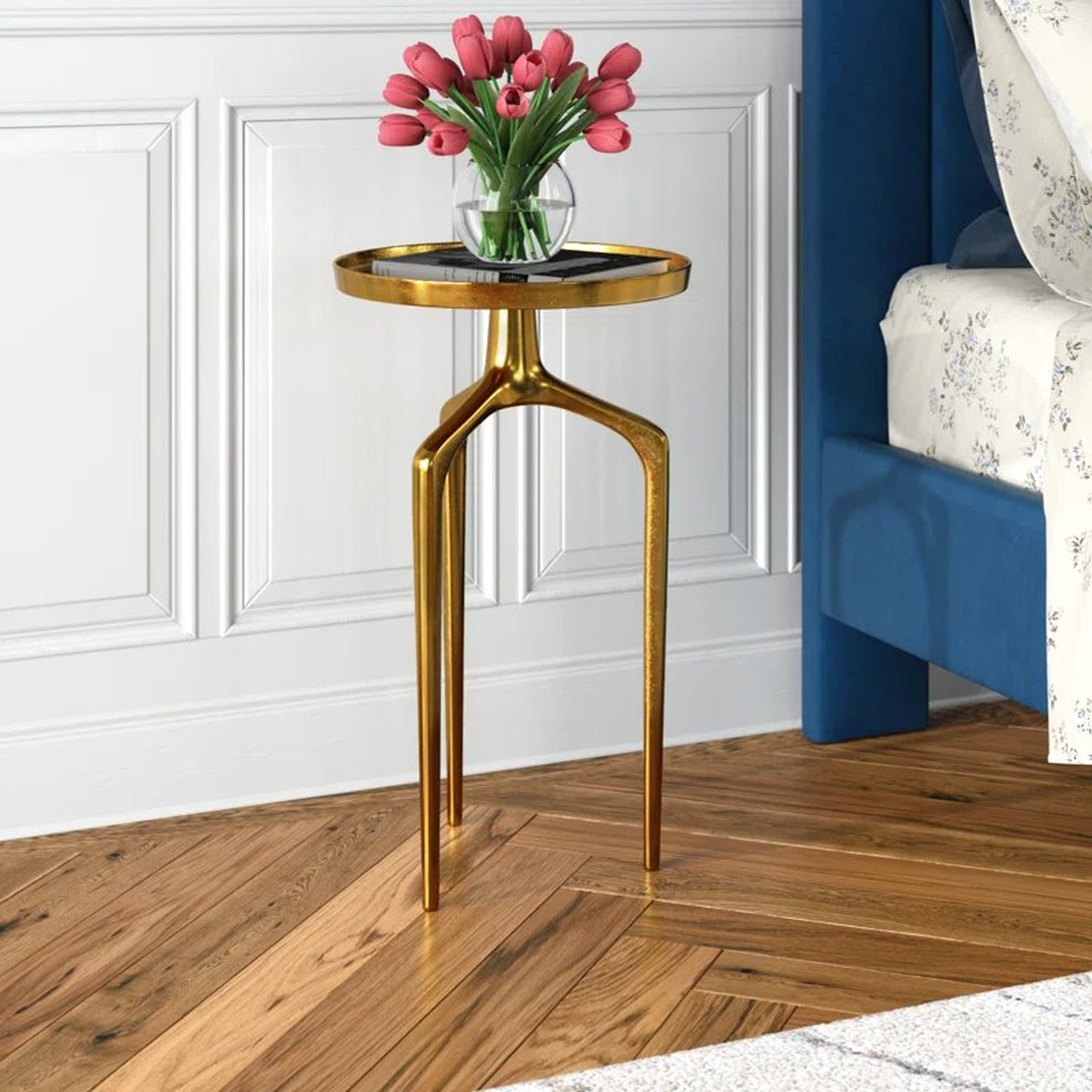 Jericho Aluminum Tray Inspired Top Accent Table with 3 Tripod Legs - Wayfair