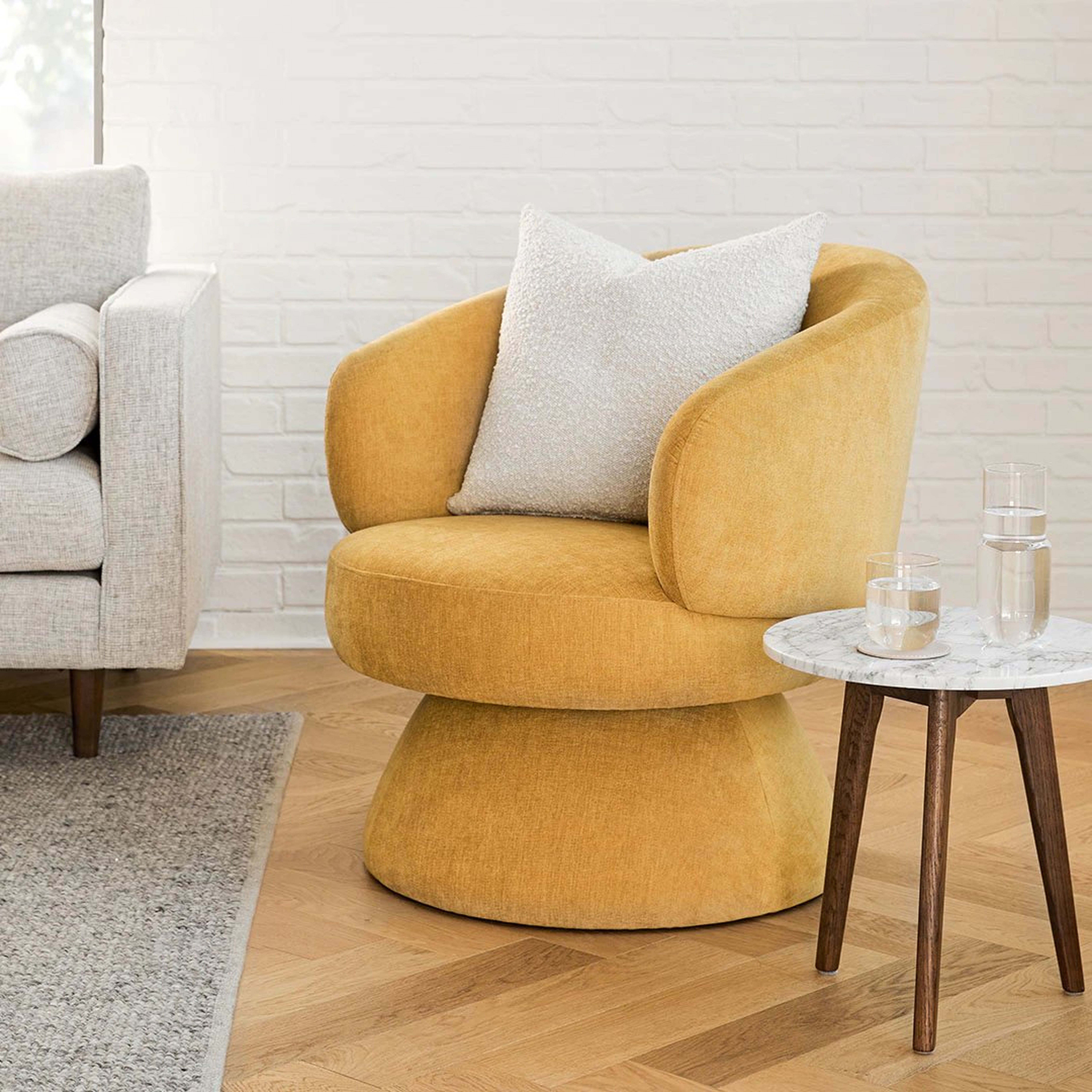 Makeva 31" Swivel Lounge Chair - Marigold Yellow - Article