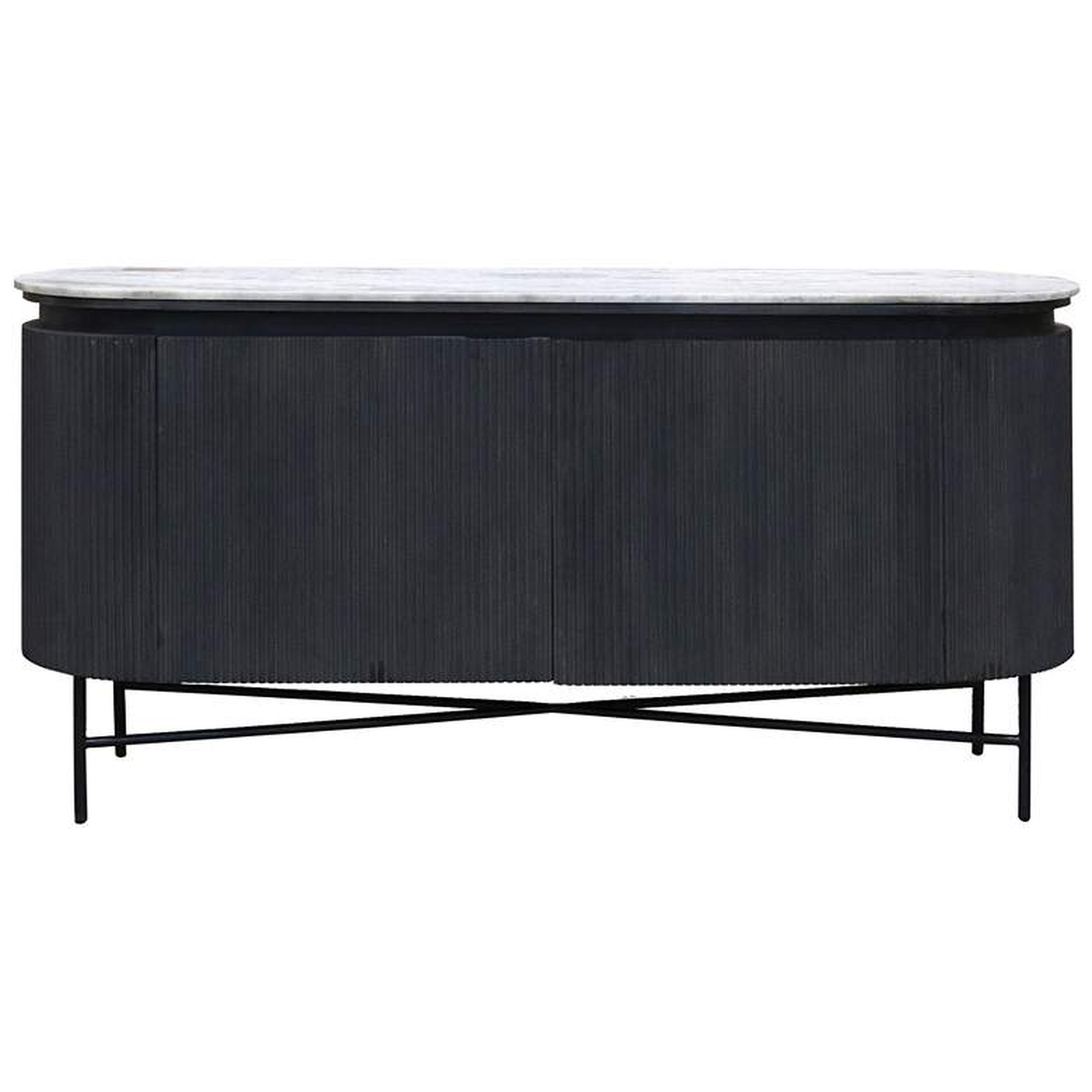 Gemma - Racetrack White and Charcoal Sideboard Cabinet with Granite Top - Lamps Plus