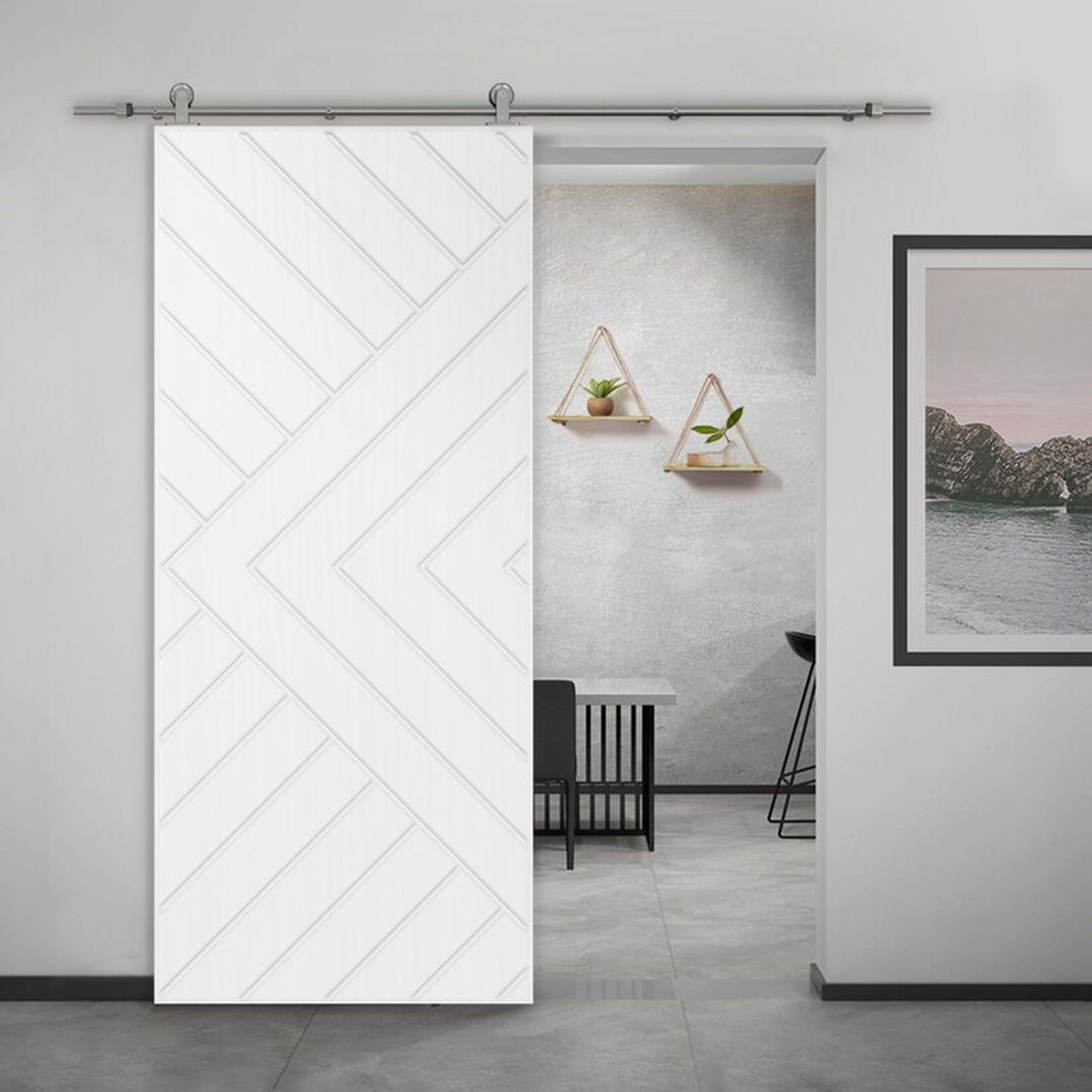 Paneled Manufactured Wood and Metal Barn Door with Installation Hardware Kit - Wayfair