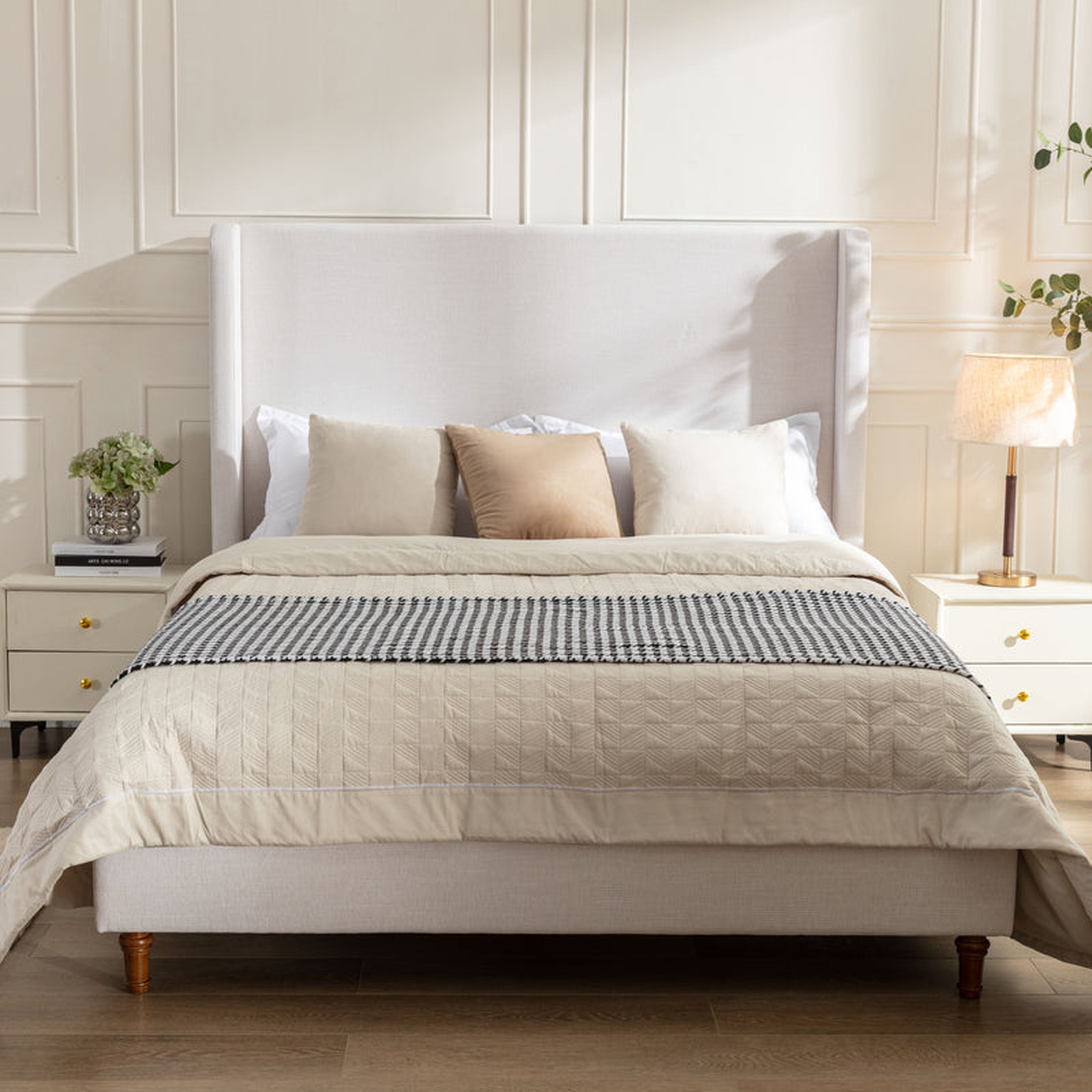 Contour & Co. | Harper Tall 54" Headboard Upholstered Queen Bed - Walker Edison